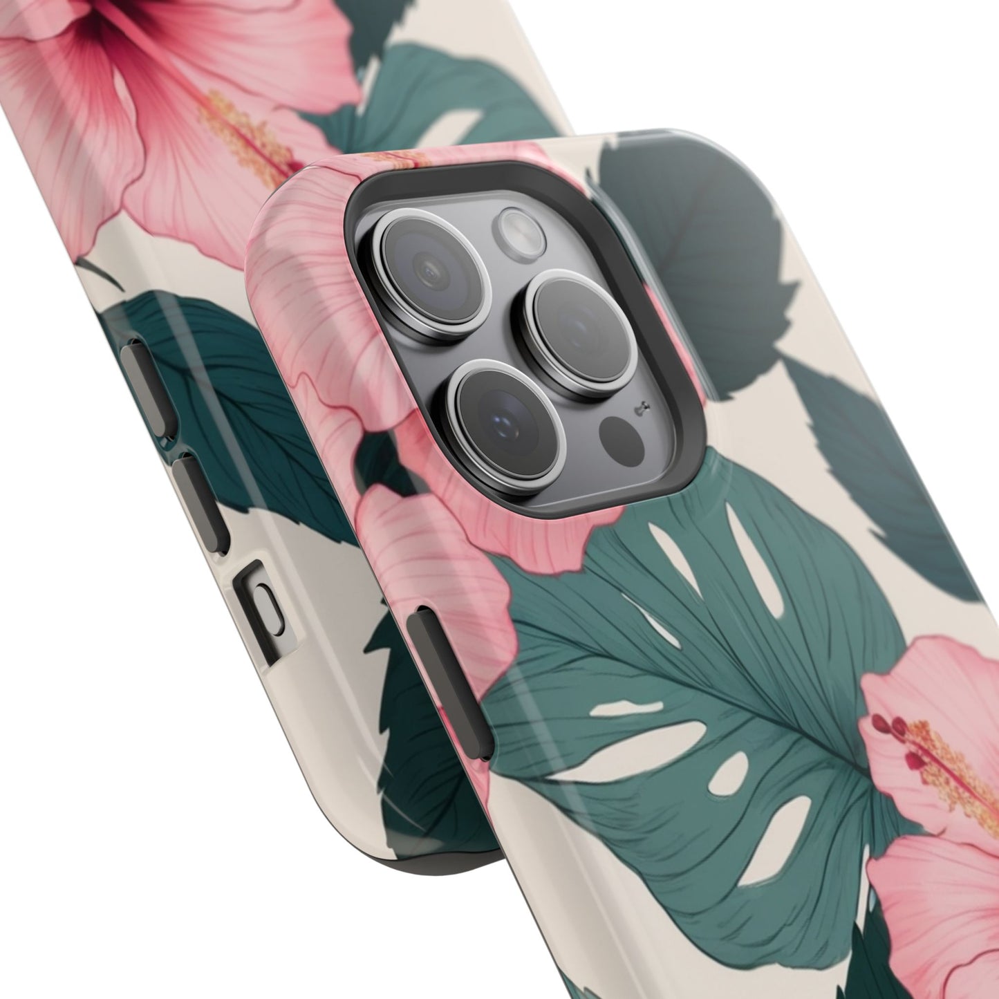 Tropical Hibiscus Magnetic Tough Phone Case for iPhone 13 14 15 16 Models