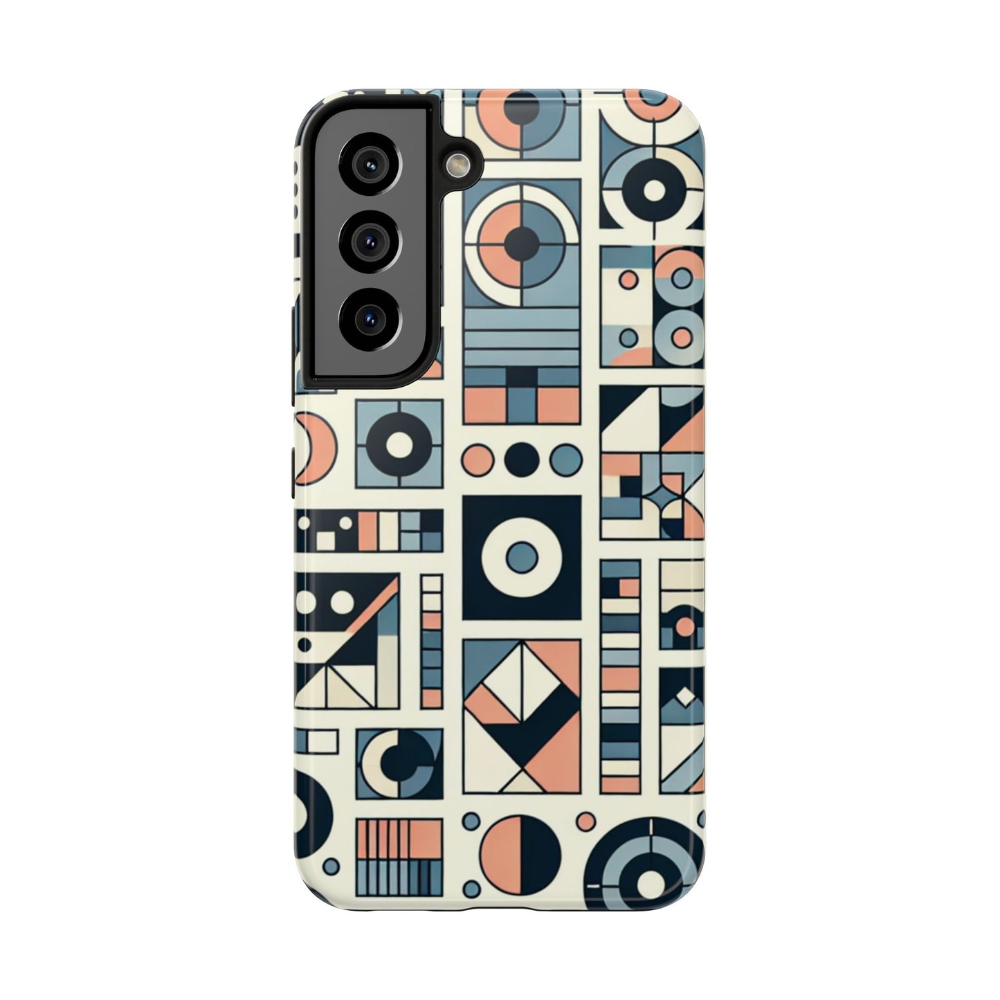 Geometric Print Tough Phone Case for iPhone 16 15 14 13 12 11 X 8 7 Samsung Galaxy S24 S23 S22 S21