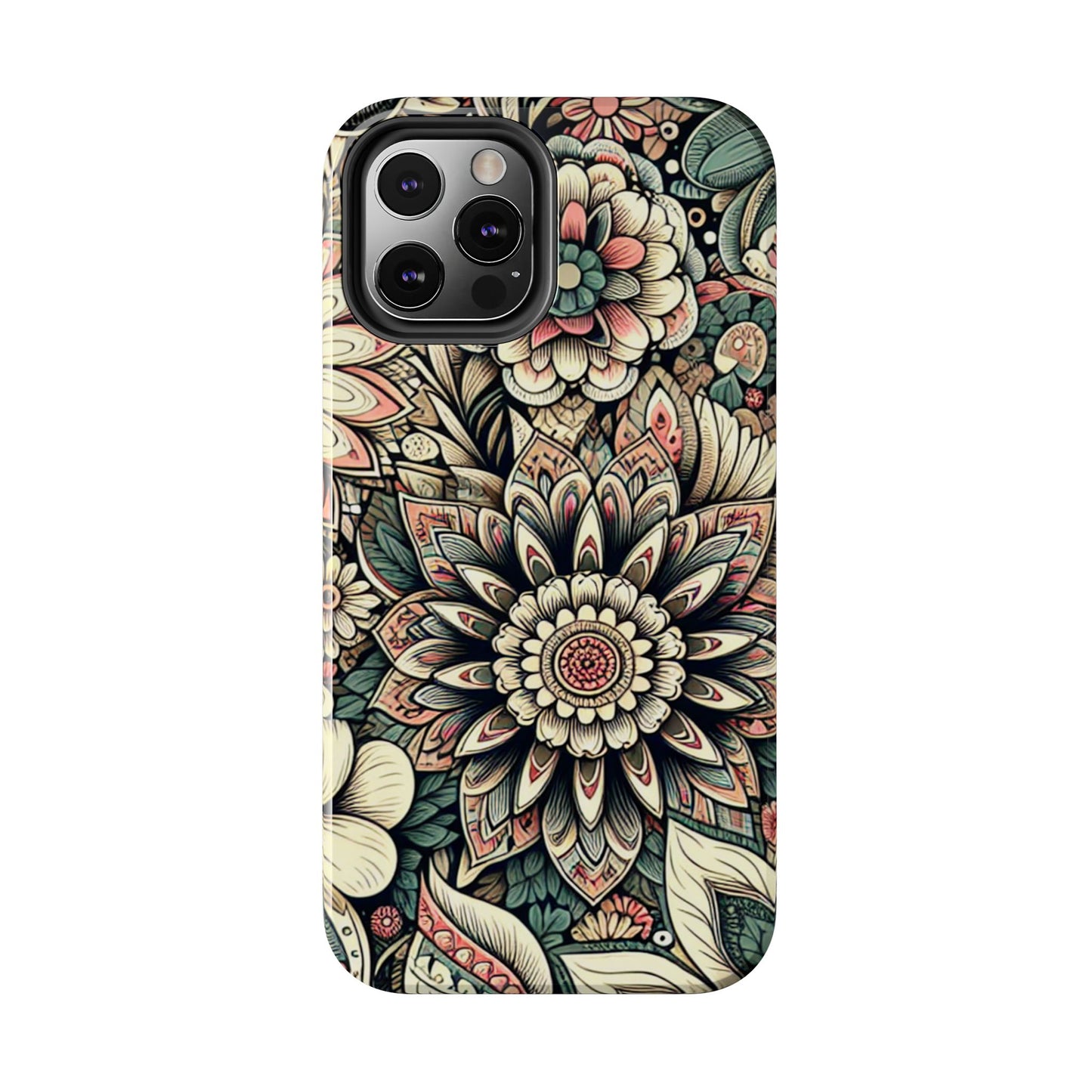 Boho Floral Tough Case for iPhone 16 15 14 13 12 11 X 8 7 Samsung Galaxy S24 S23 S22 S21