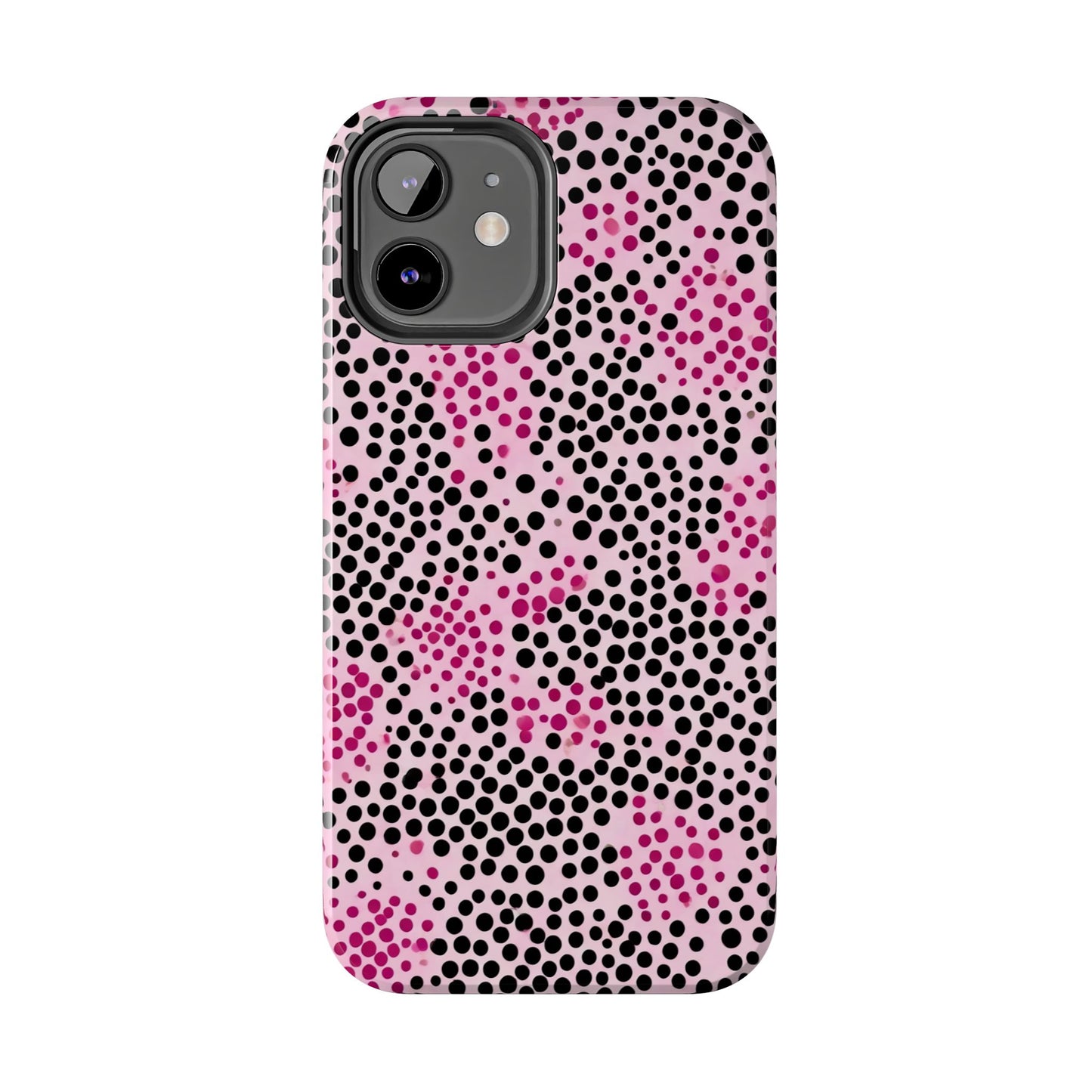 Pink and Black Dot Design Tough Phone Case