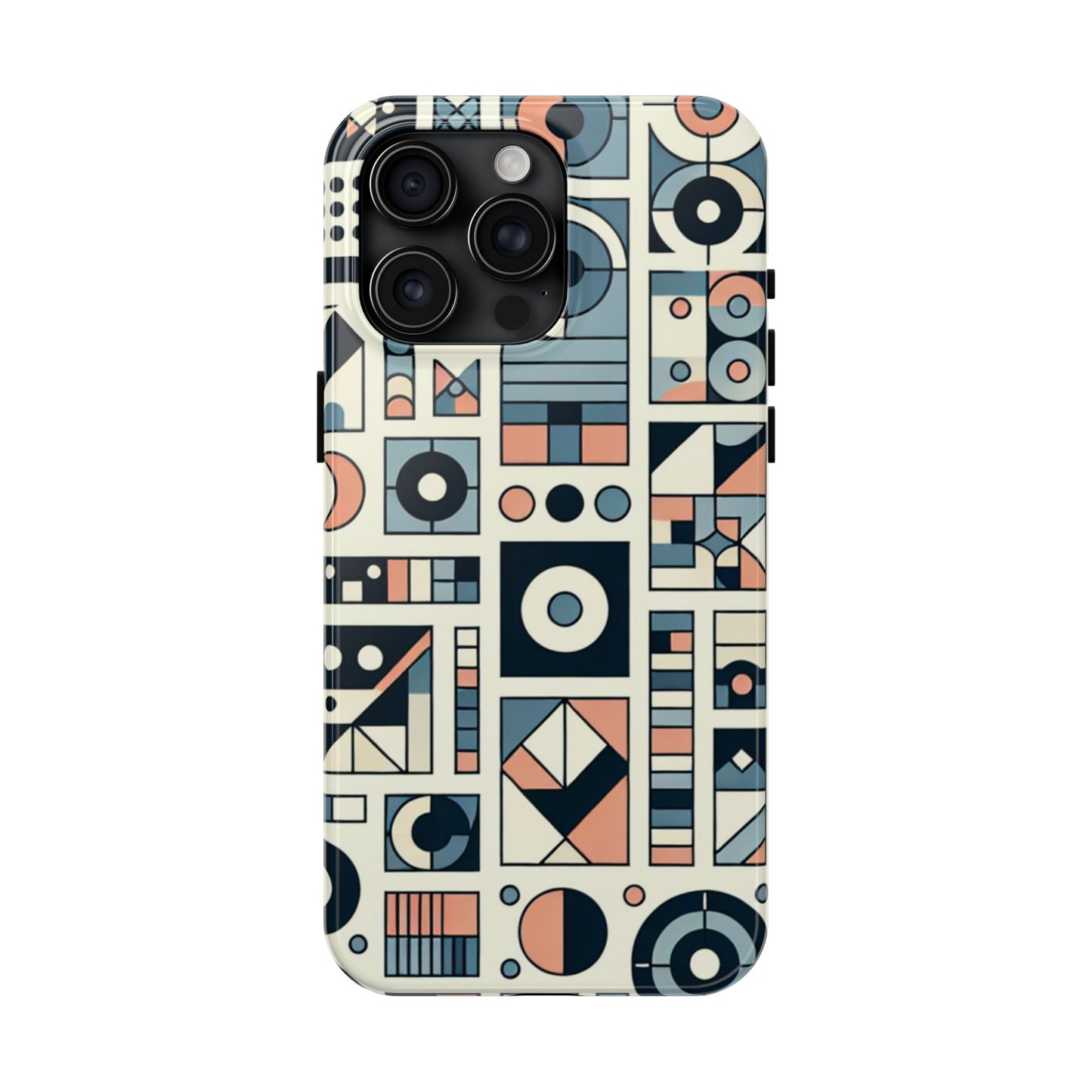Geometric Print Tough Phone Case for iPhone 16 15 14 13 12 11 X 8 7 Samsung Galaxy S24 S23 S22 S21