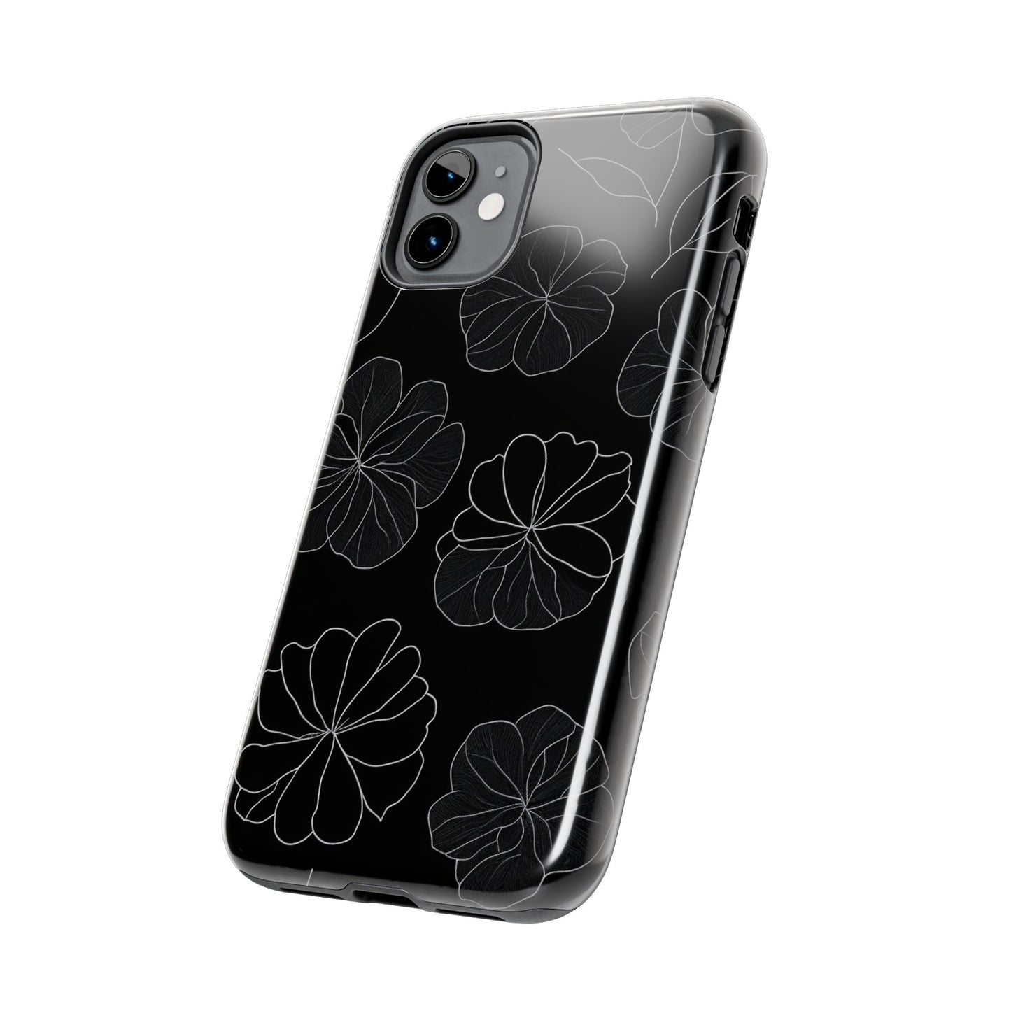 Black Floral Tough Phone Case