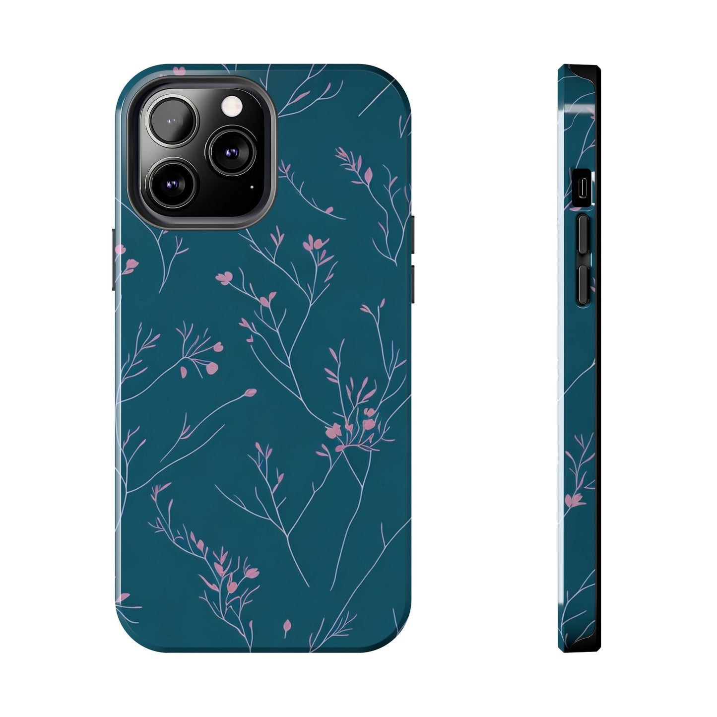 Teal Floral Tough Phone Case