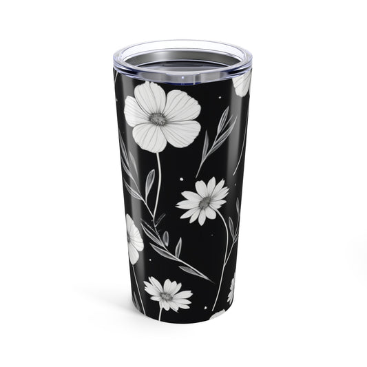 Elegant Floral Black 20oz Tumbler - Insulated Travel Mug for Coffee Lovers