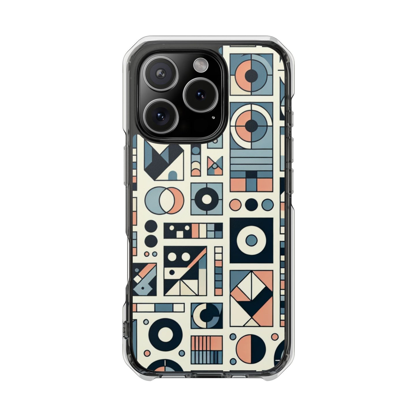 Geometric Print Magnetic Clear Impact Case for iPhone 16 15 14