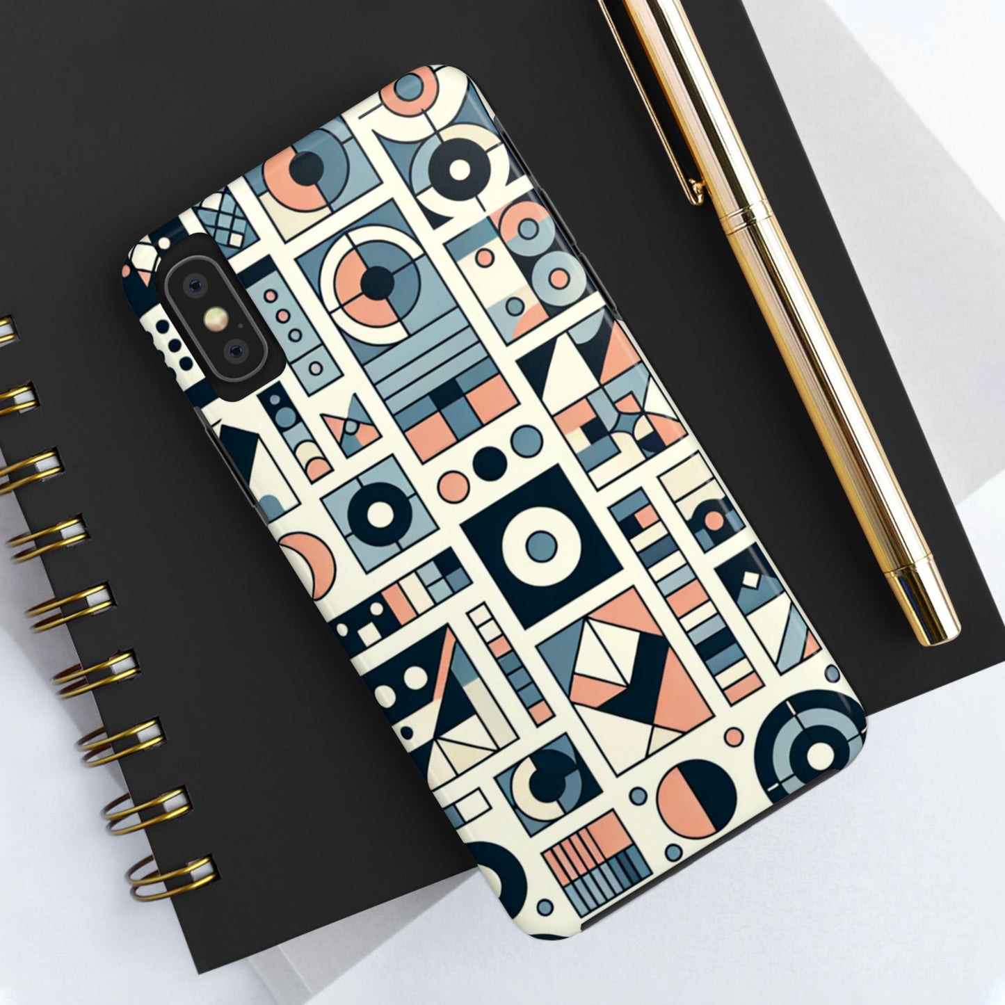 Geometric Print Tough Phone Case for iPhone 16 15 14 13 12 11 X 8 7 Samsung Galaxy S24 S23 S22 S21