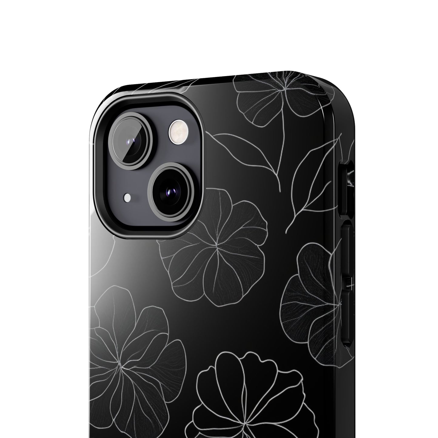 Black Floral Tough Phone Case