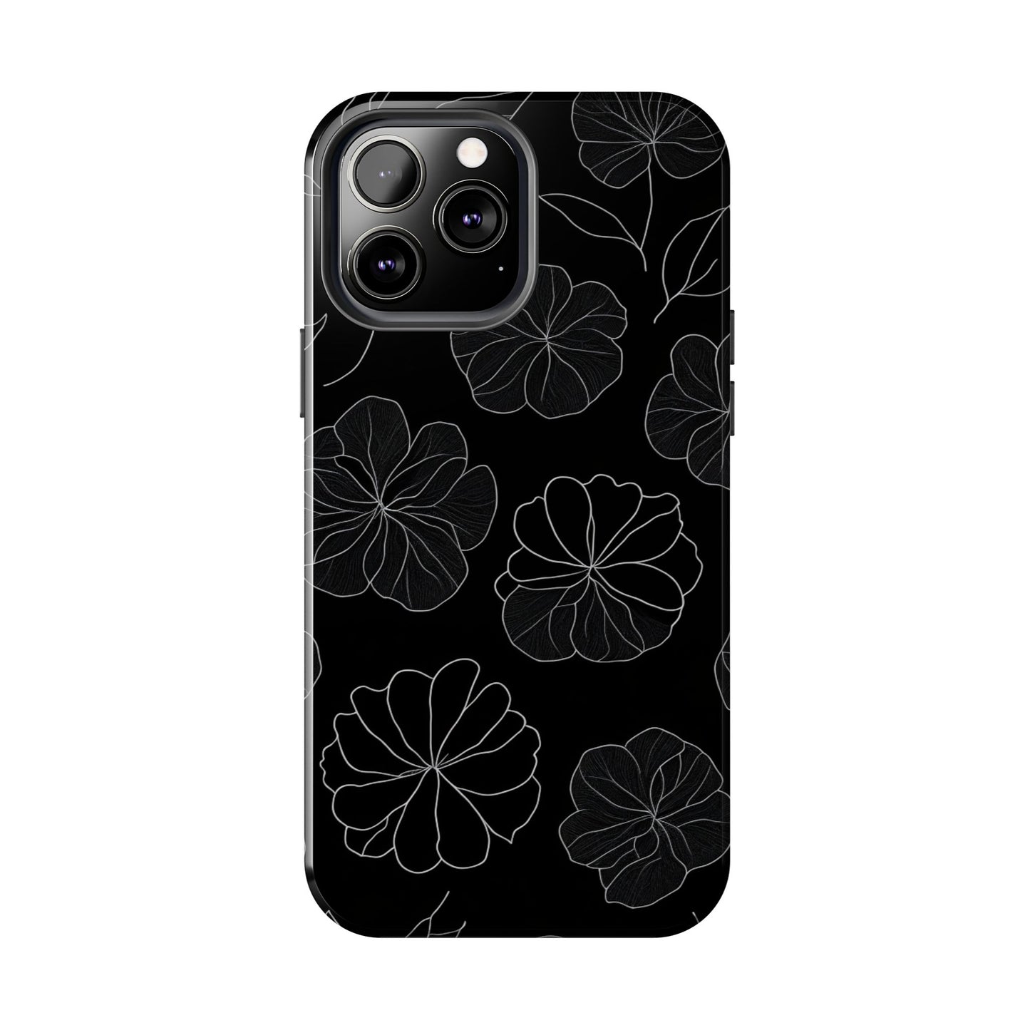 Black Floral Tough Phone Case