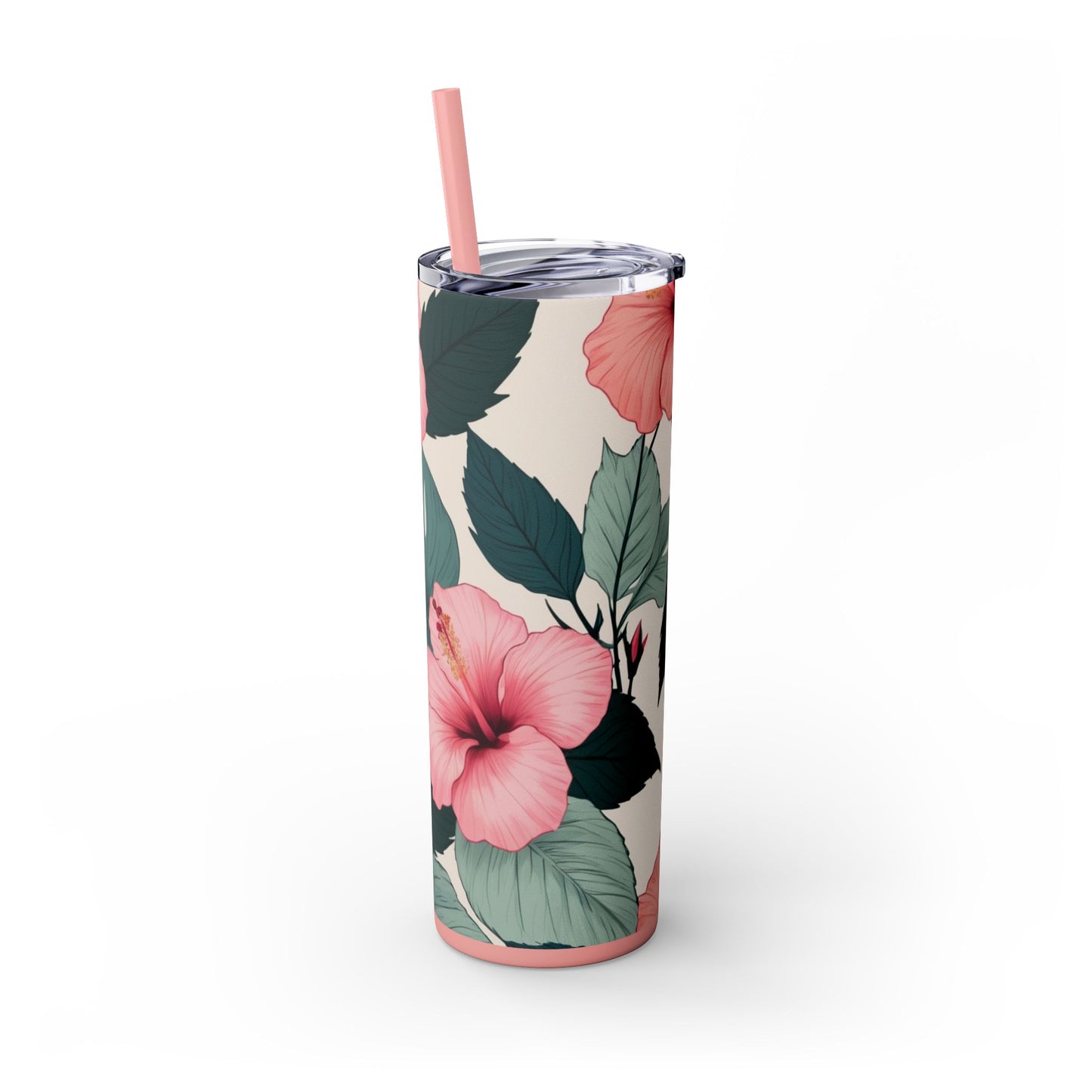 Tropical Hibiscus Skinny Tumbler with Straw 20oz