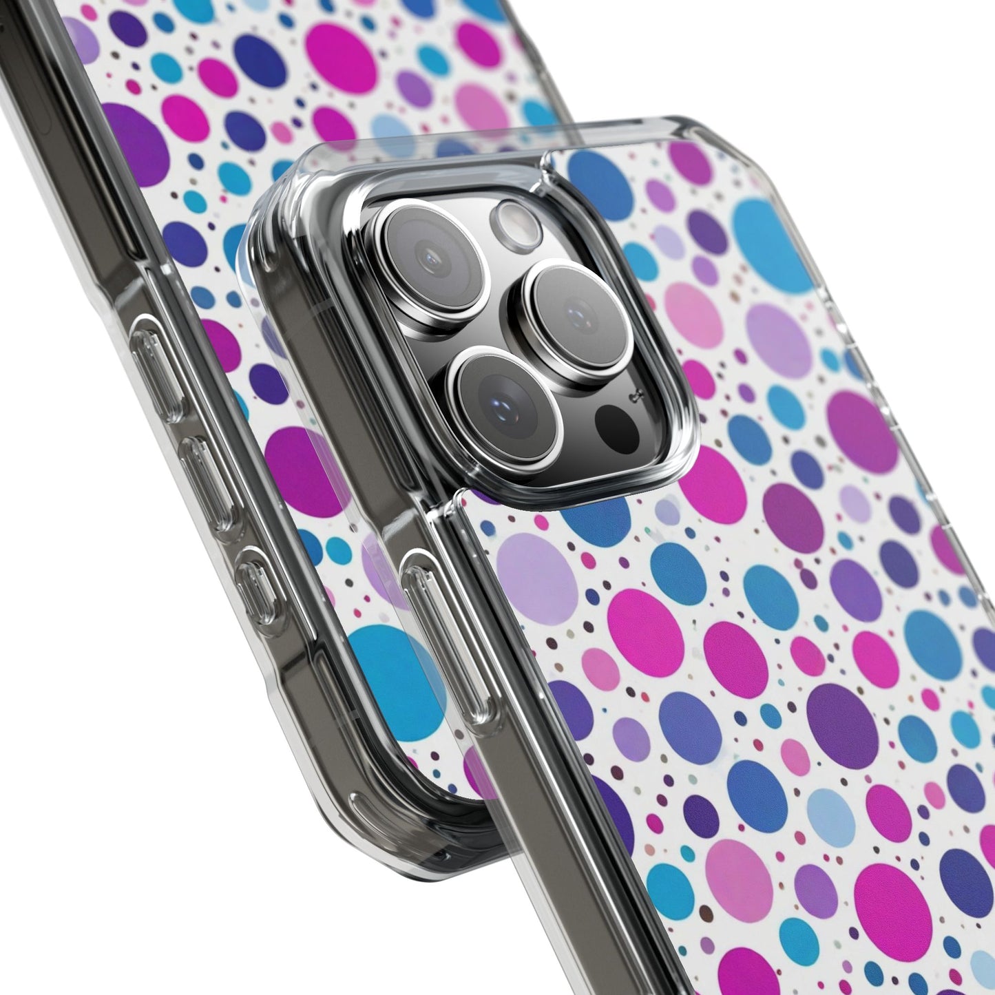 Polka Dot Design Magnetic Clear Impact Case for iPhone 16 15 14
