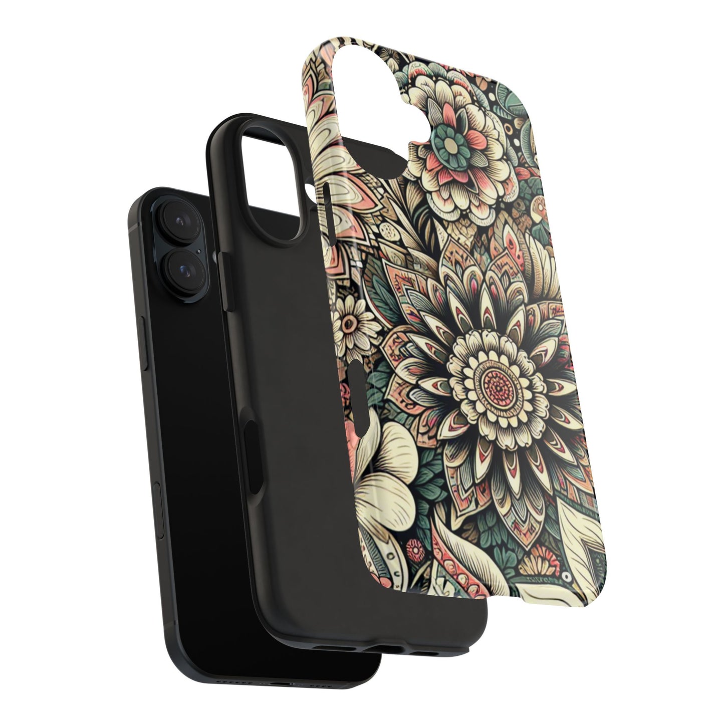 Boho Floral Tough Case for iPhone 16 15 14 13 12 11 X 8 7 Samsung Galaxy S24 S23 S22 S21