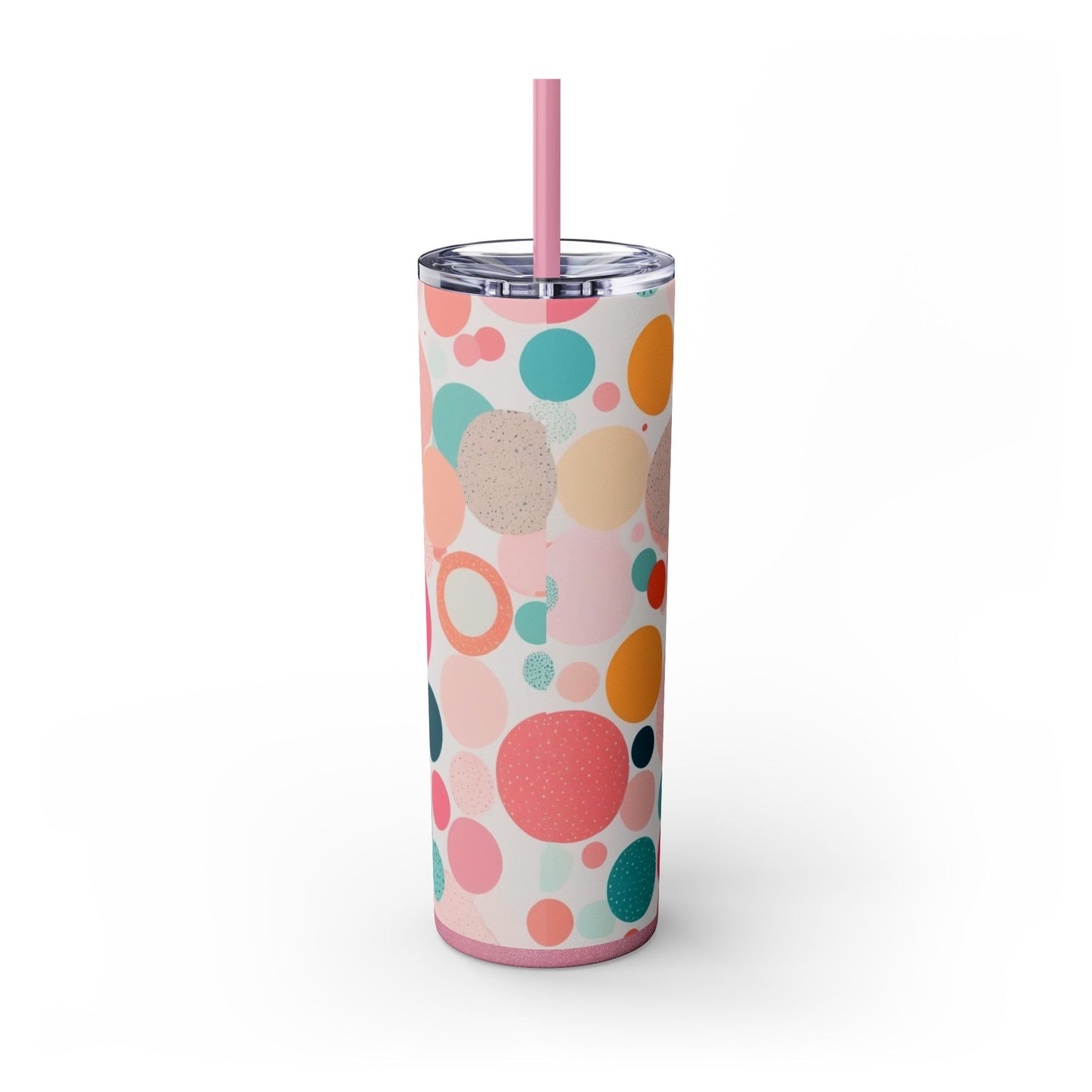 Colorful Polka Dot 20oz Skinny Tumbler with Straw - Fun & Stylish Drinkware
