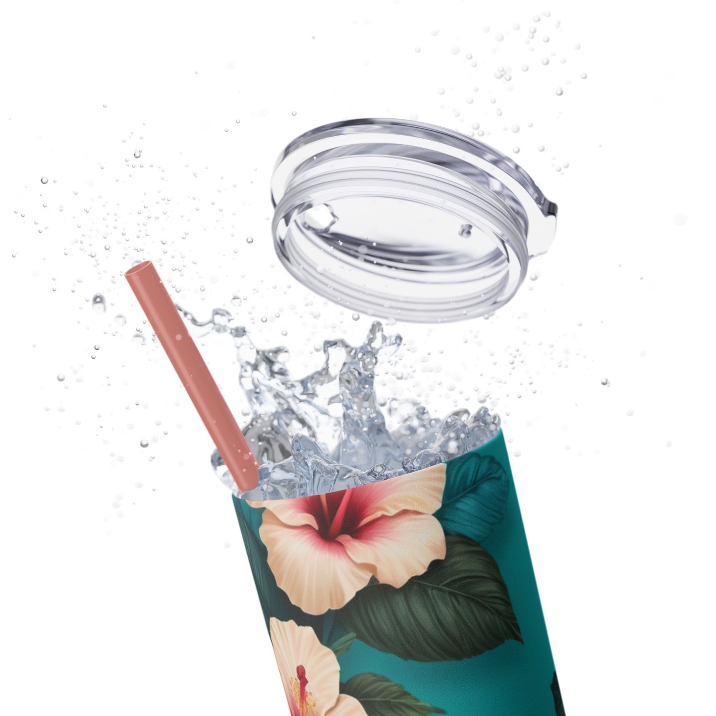 Tropical Floral Skinny Tumbler with Straw -20oz