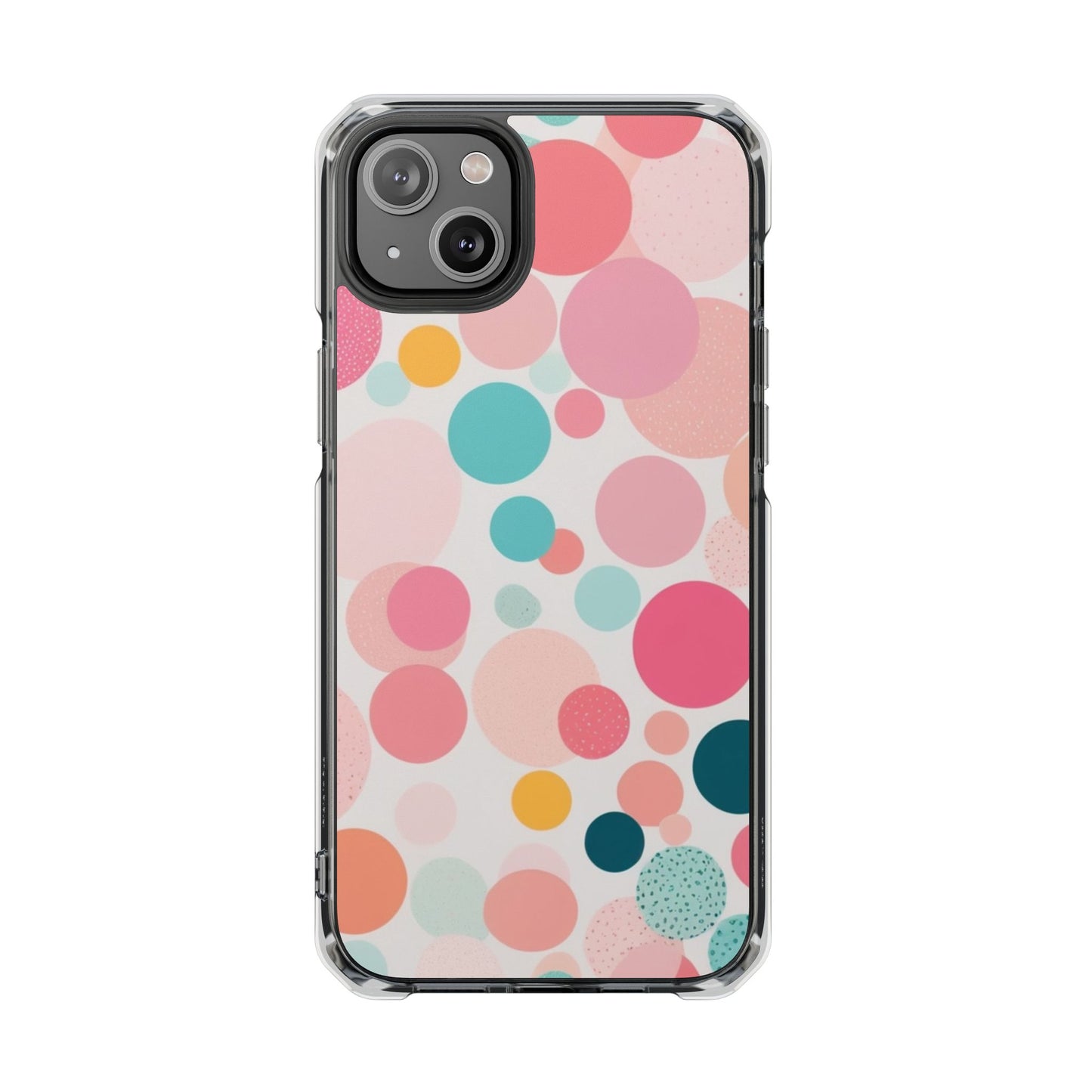 Colorful Polka Dot Magnetic Clear Impact Case for iPhone 16 15 14