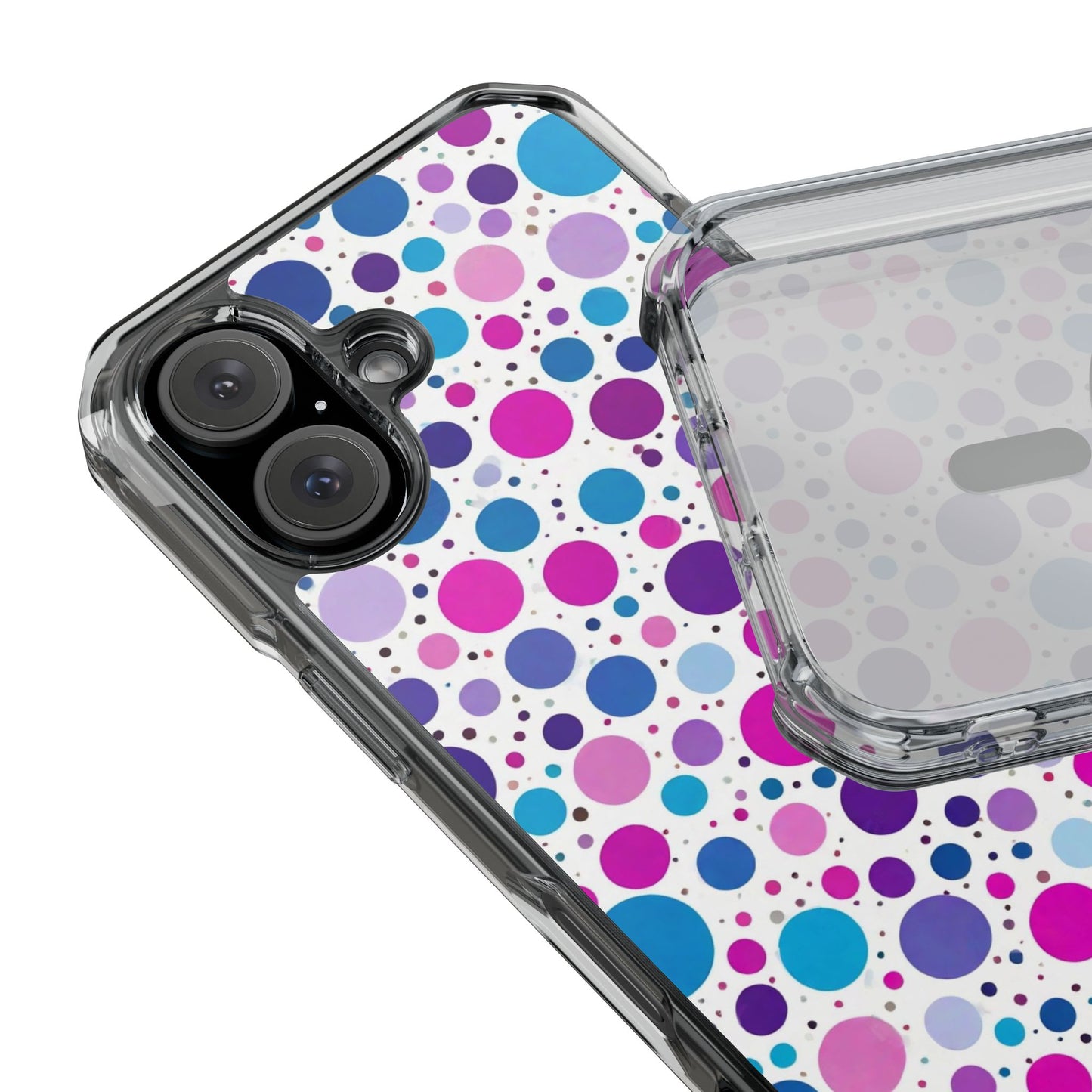 Polka Dot Design Magnetic Clear Impact Case for iPhone 16 15 14