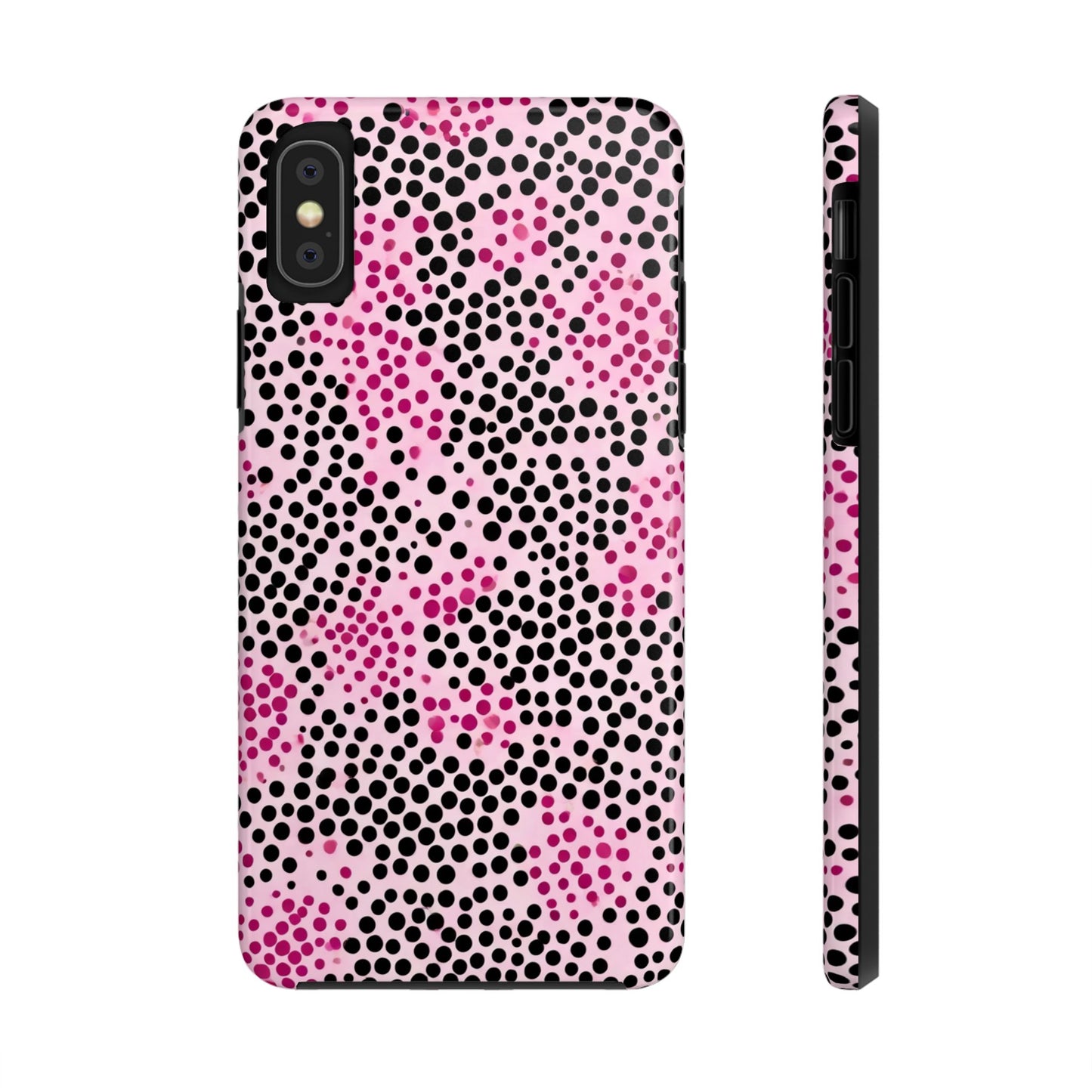 Pink and Black Dot Design Tough Phone Case