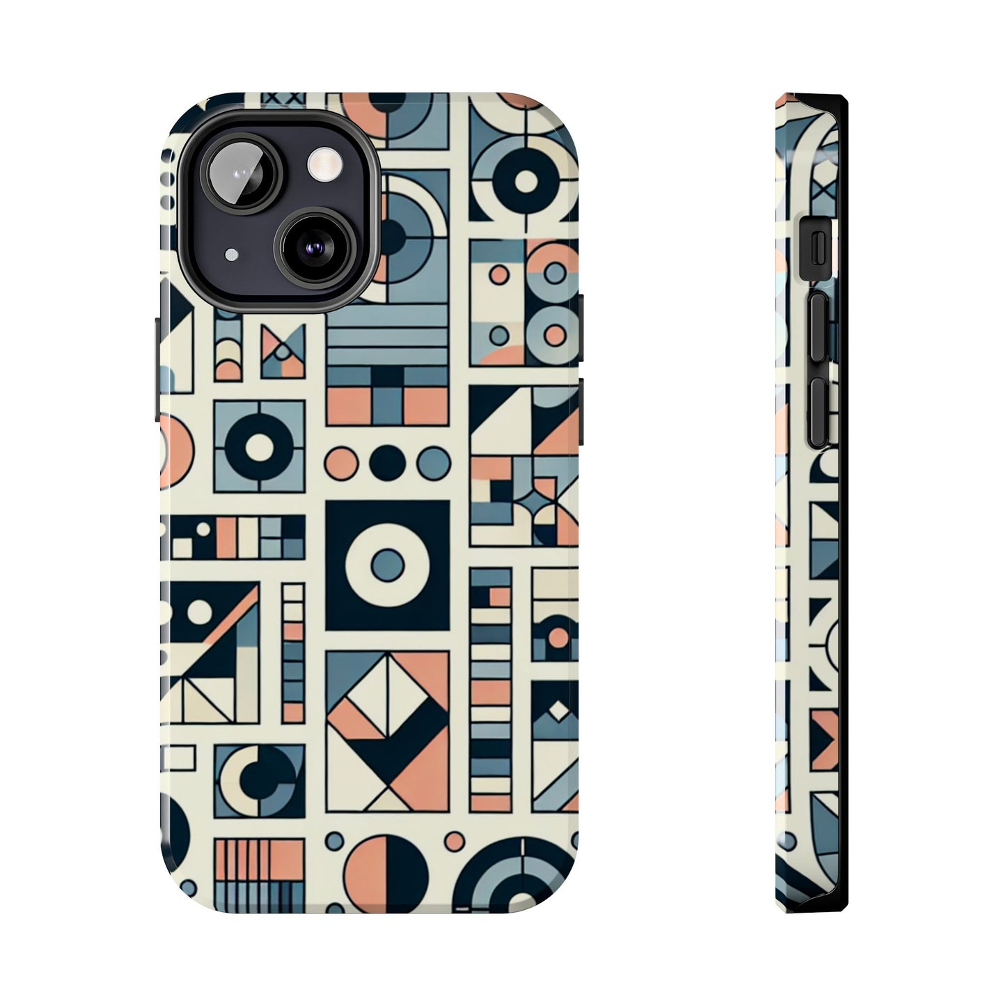 Geometric Print Tough Phone Case for iPhone 16 15 14 13 12 11 X 8 7 Samsung Galaxy S24 S23 S22 S21