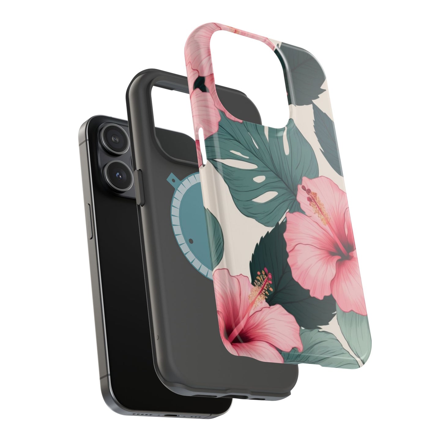 Tropical Hibiscus Magnetic Tough Phone Case for iPhone 13 14 15 16 Models