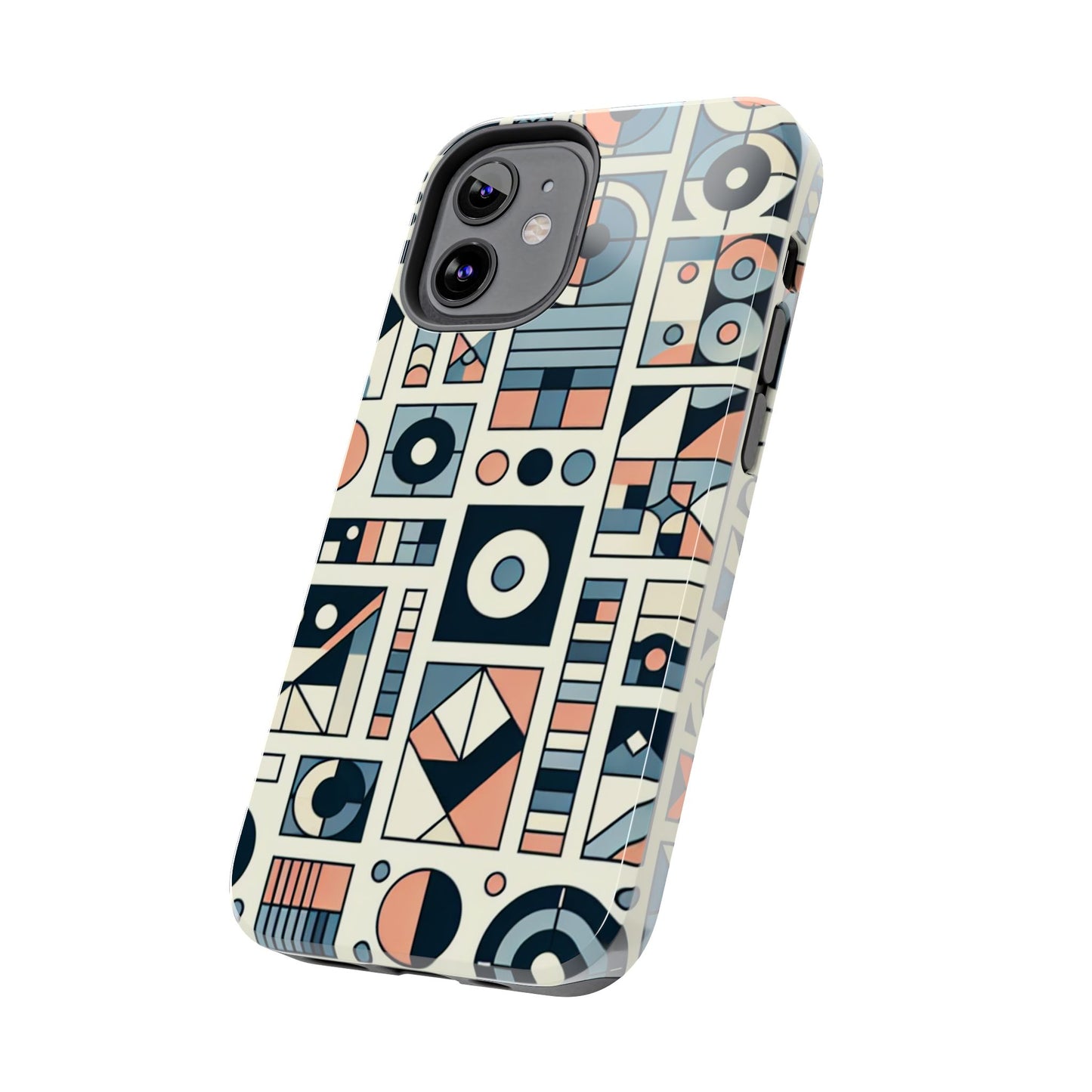 Geometric Print Tough Phone Case for iPhone 16 15 14 13 12 11 X 8 7 Samsung Galaxy S24 S23 S22 S21
