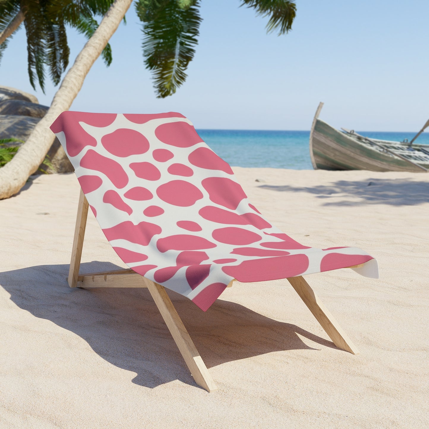 Pink Giraffe Print Beach Towel