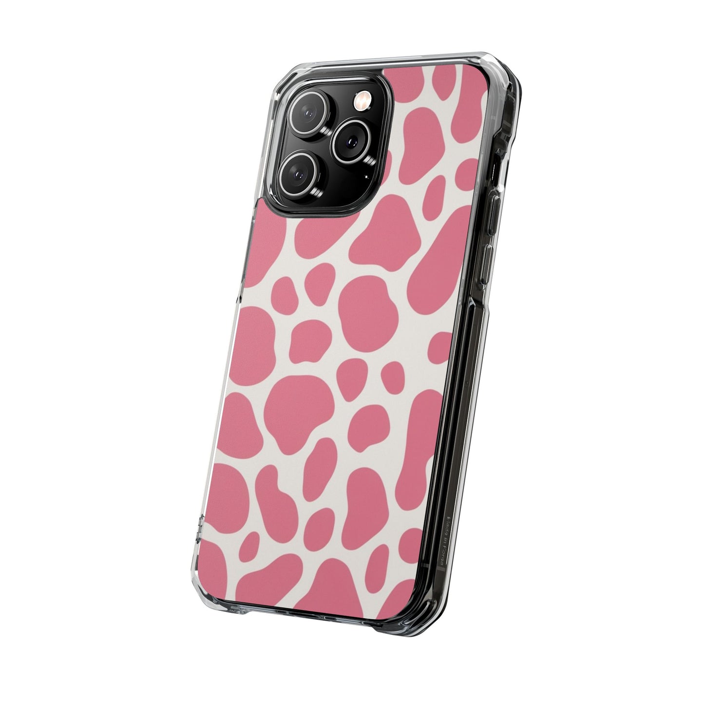 Pink Giraffe Print Magnetic Clear Impact Case for iPhone 16 15 14