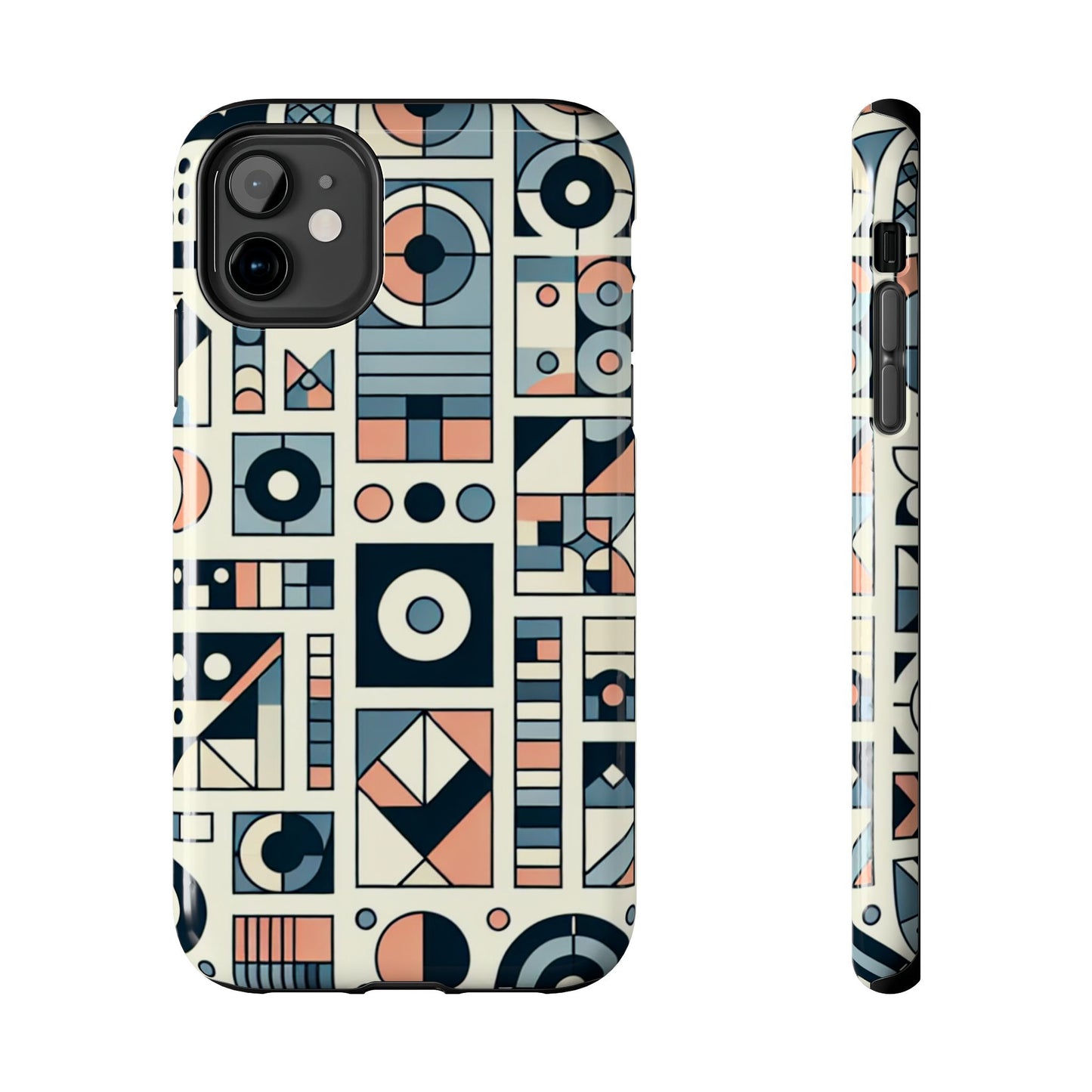 Geometric Print Tough Phone Case for iPhone 16 15 14 13 12 11 X 8 7 Samsung Galaxy S24 S23 S22 S21