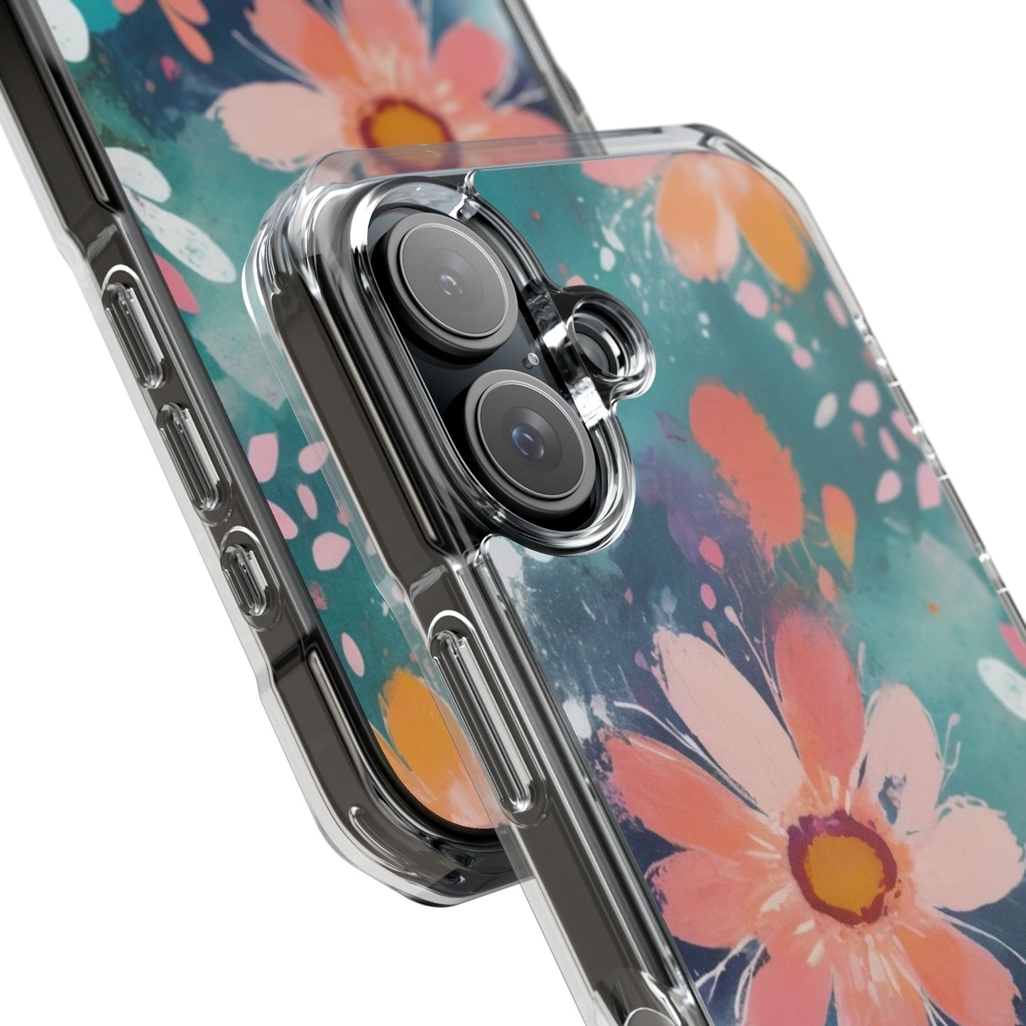 Pastel Floral Magnetic Clear Impact Case for iPhone 16 15 14