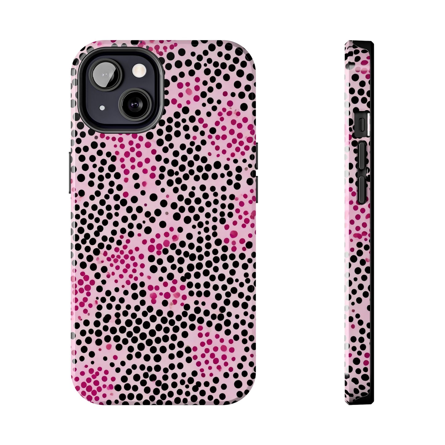 Pink and Black Dot Design Tough Phone Case