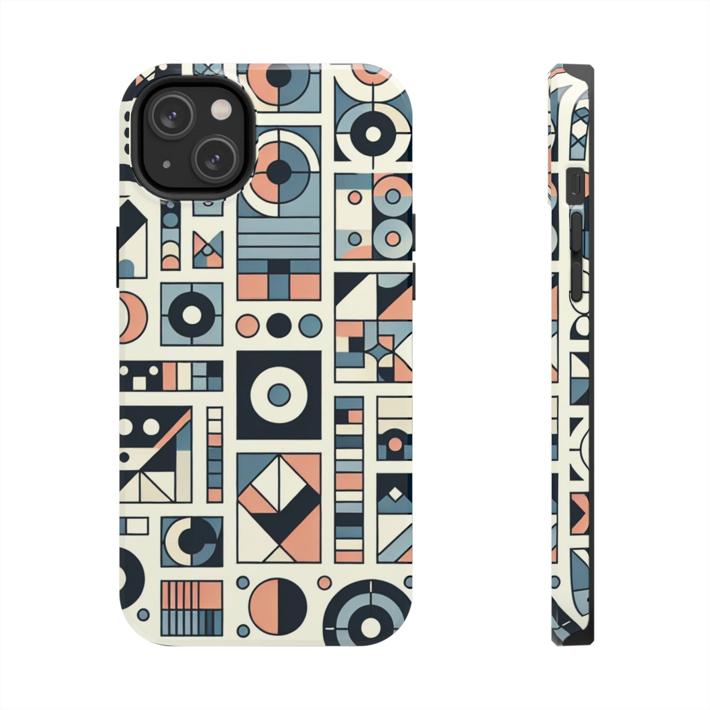 Geometric Print Tough Phone Case for iPhone 16 15 14 13 12 11 X 8 7 Samsung Galaxy S24 S23 S22 S21
