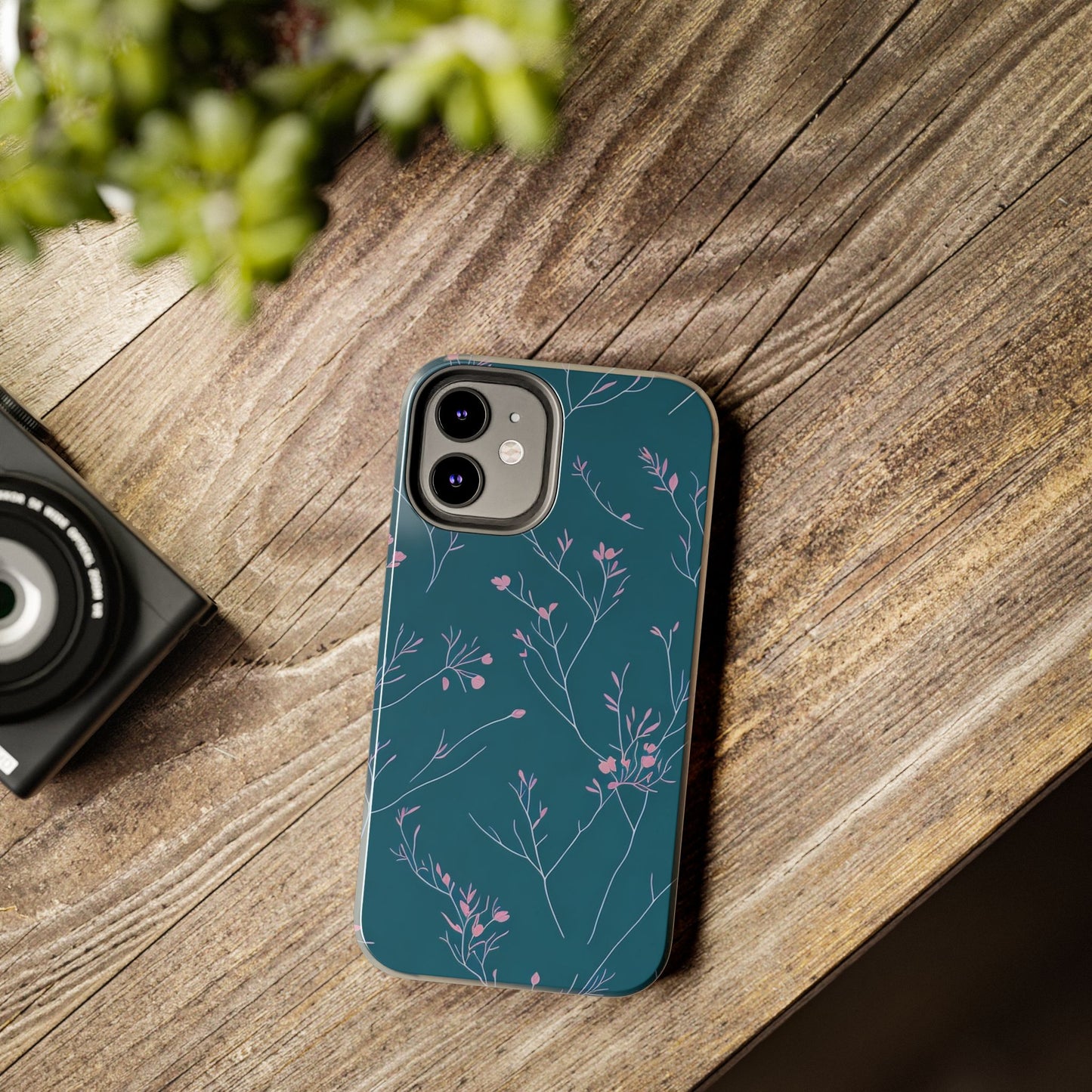 Teal Floral Tough Phone Case