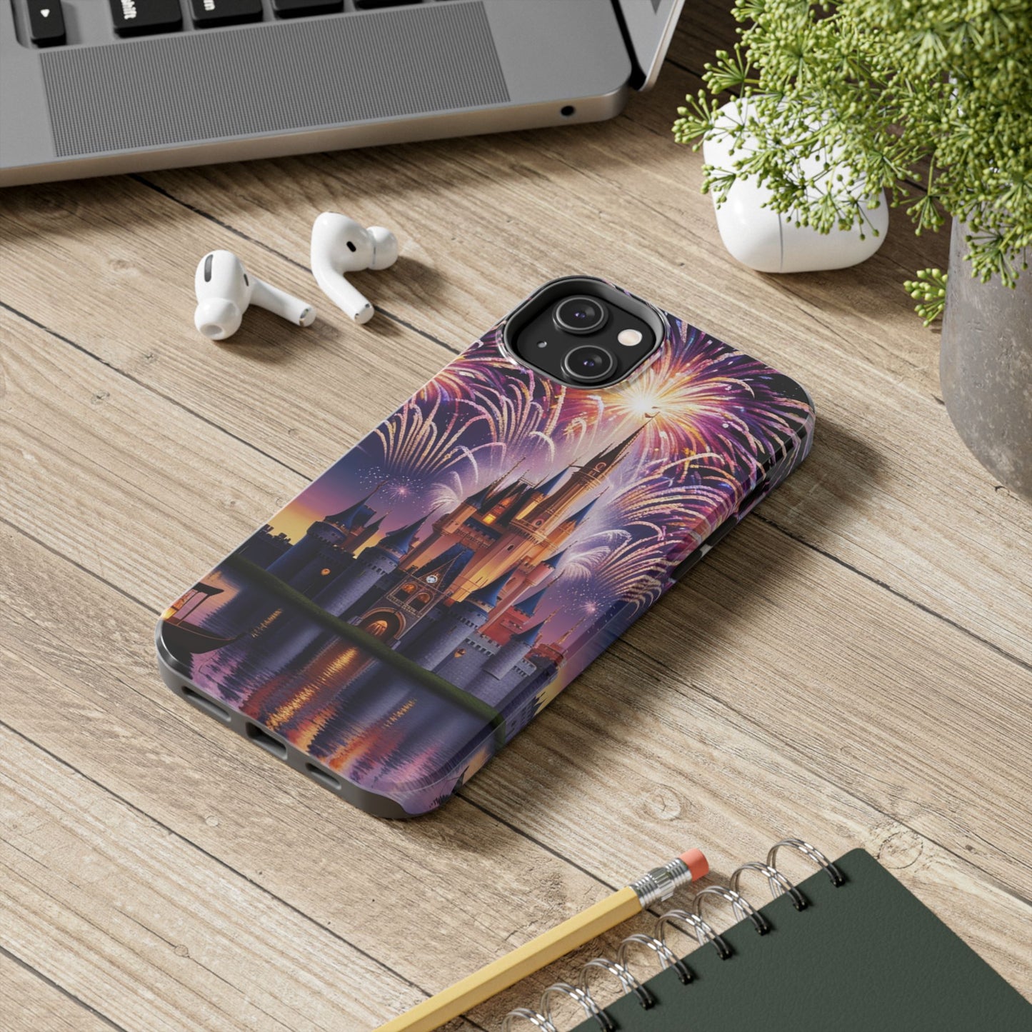 Magical Castle and Fireworks Tough Phone Case for iPhone 16 15 14 13 12 11 X 8 7 Samsung Galaxy S24 S23 S22 S21