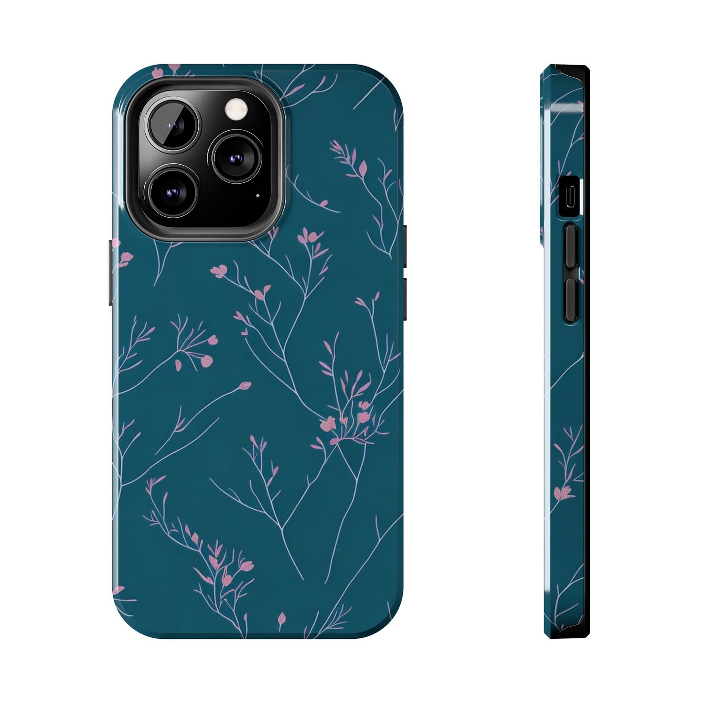 Teal Floral Tough Phone Case