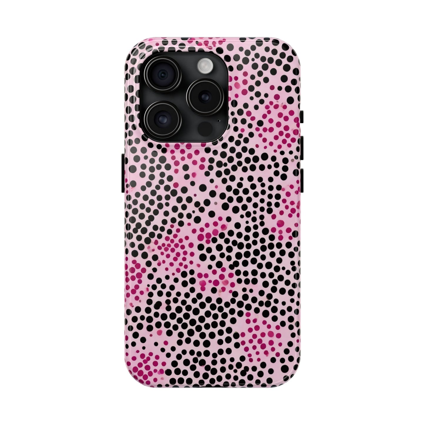 Pink and Black Dot Design Tough Phone Case