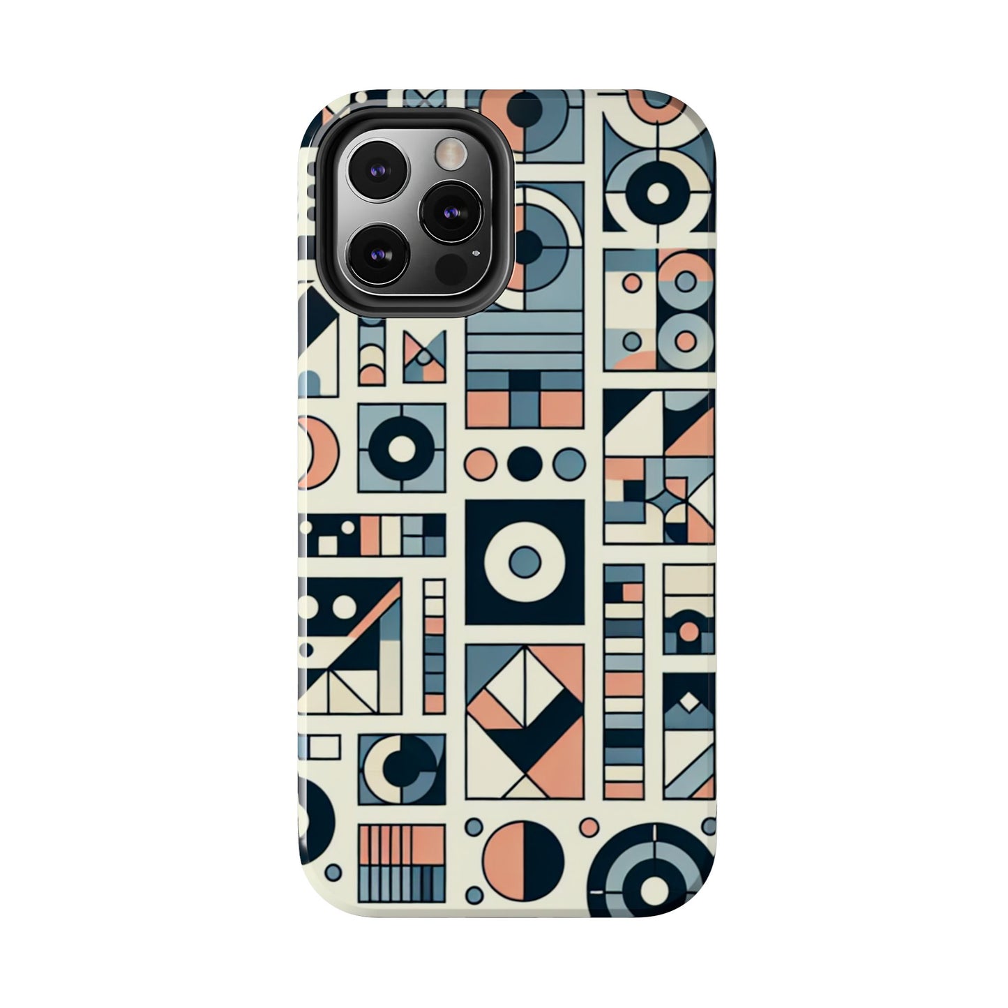 Geometric Print Tough Phone Case for iPhone 16 15 14 13 12 11 X 8 7 Samsung Galaxy S24 S23 S22 S21