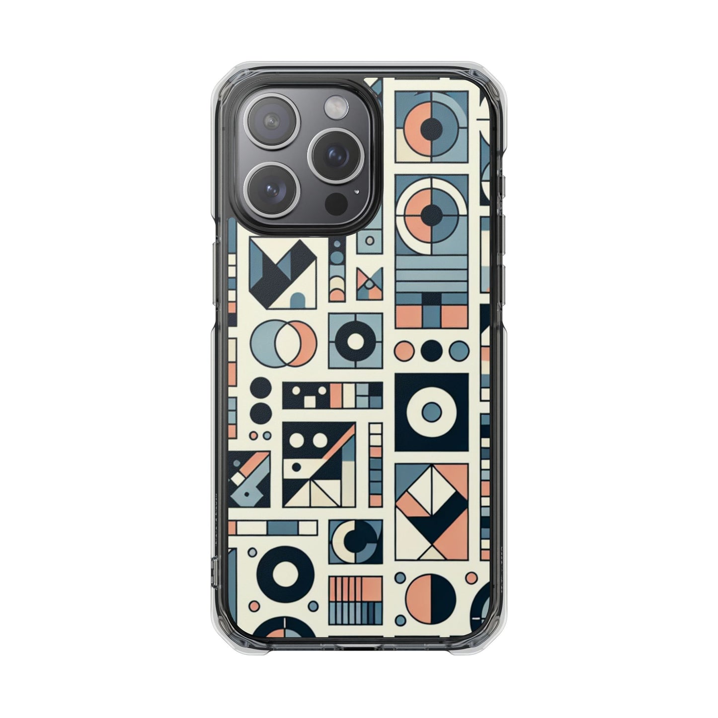 Geometric Print Magnetic Clear Impact Case for iPhone 16 15 14