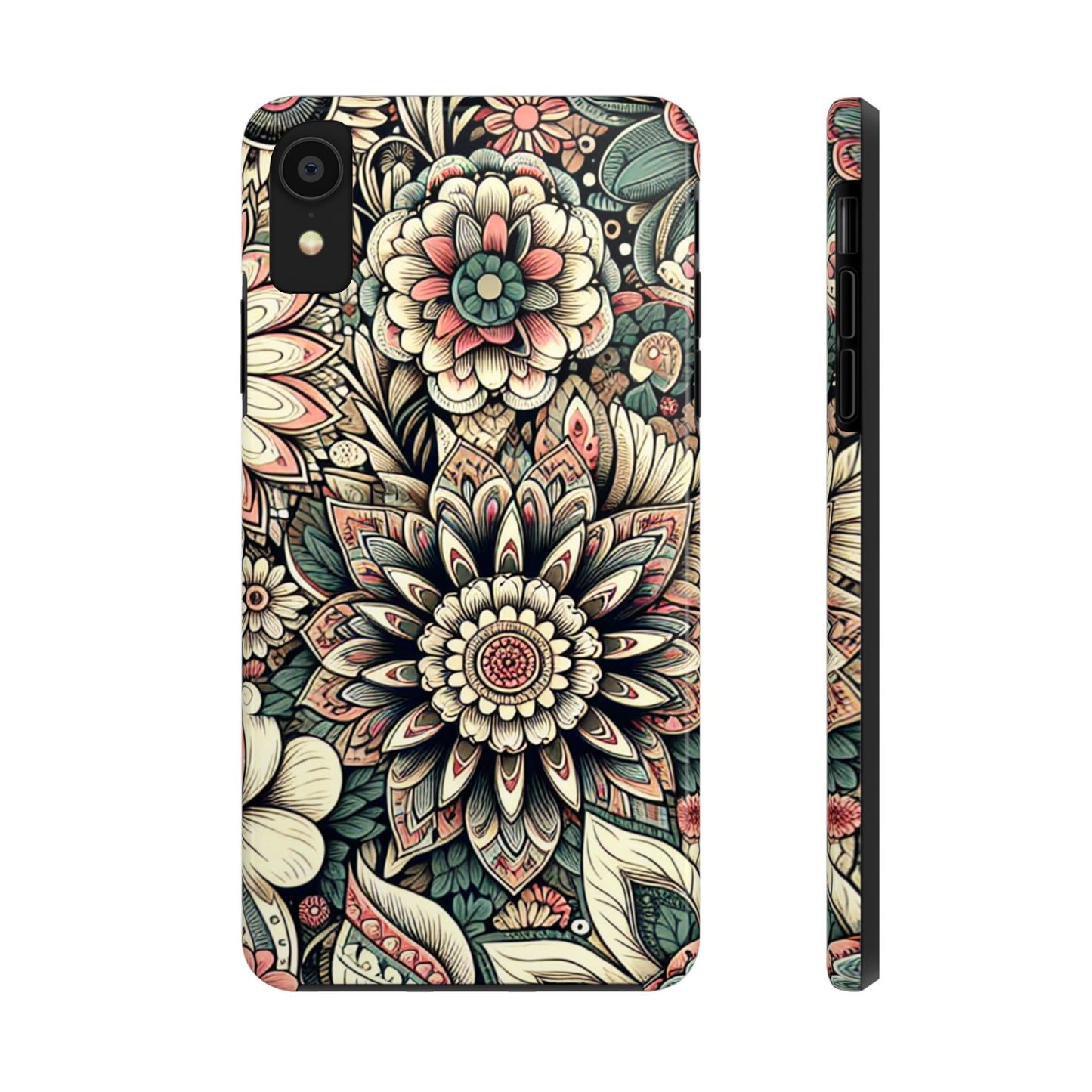 Boho Floral Tough Case for iPhone 16 15 14 13 12 11 X 8 7 Samsung Galaxy S24 S23 S22 S21