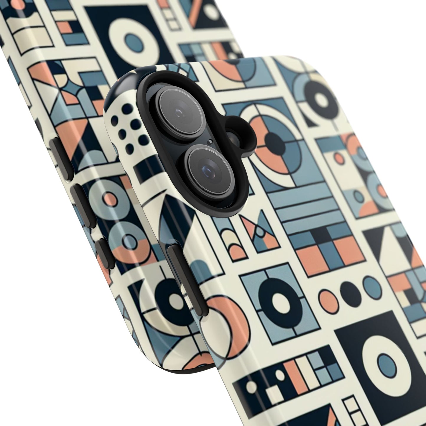 Geometric Print Tough Phone Case for iPhone 16 15 14 13 12 11 X 8 7 Samsung Galaxy S24 S23 S22 S21