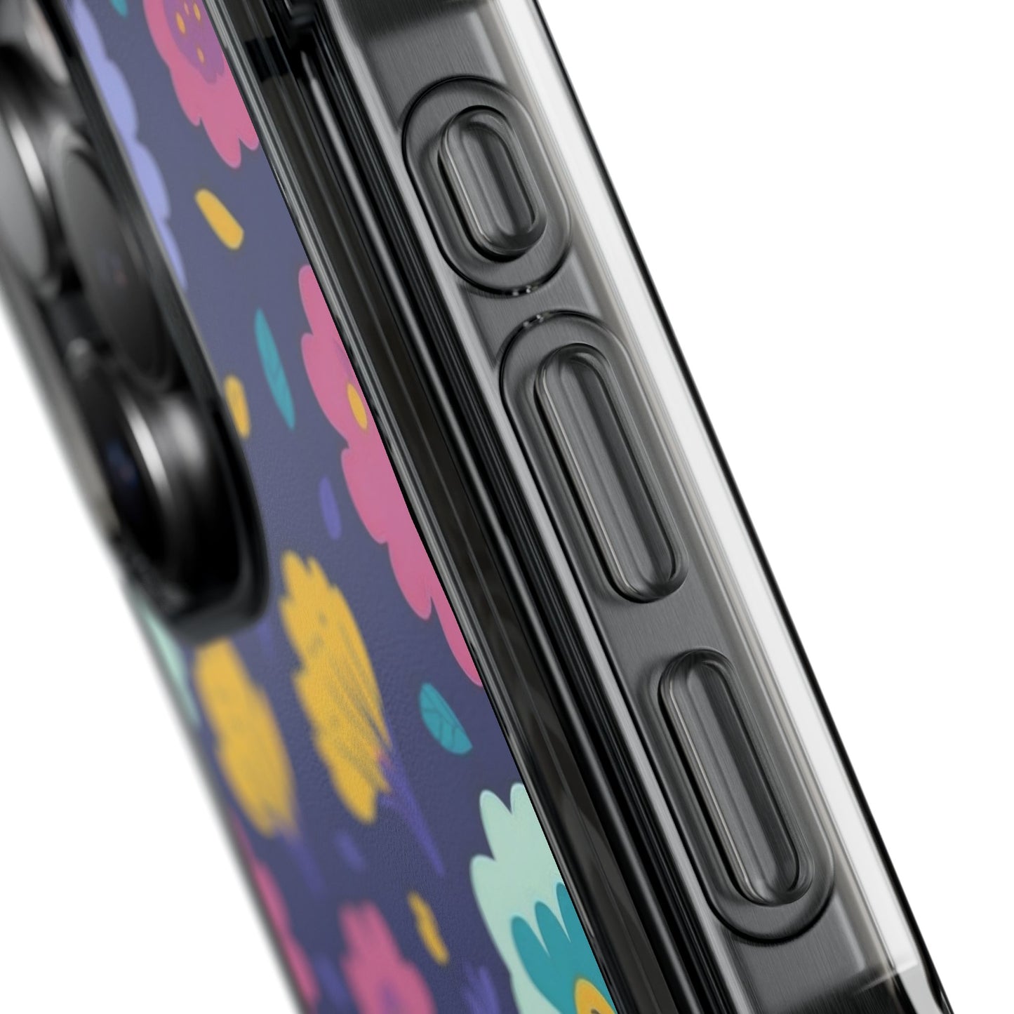 Purple Floral Magnetic Clear Impact Case for iPhone 16 15 14