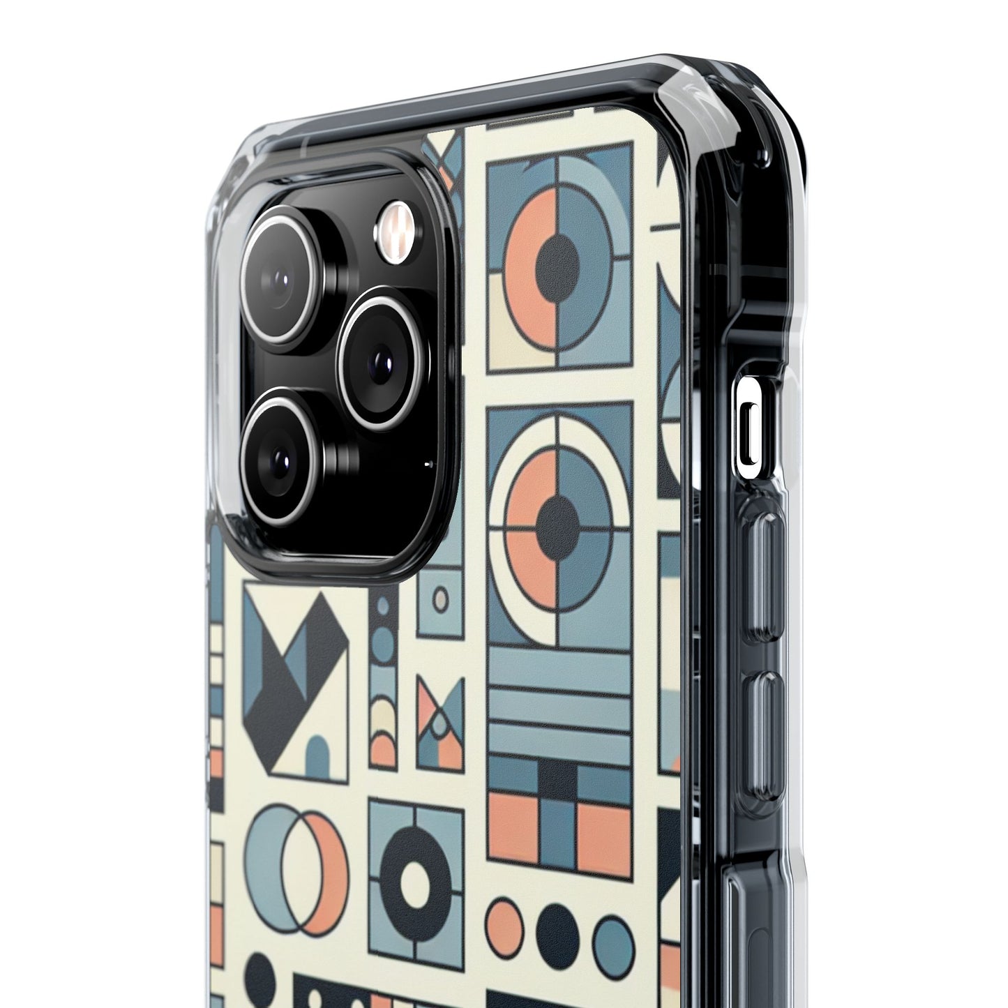 Geometric Print Magnetic Clear Impact Case for iPhone 16 15 14