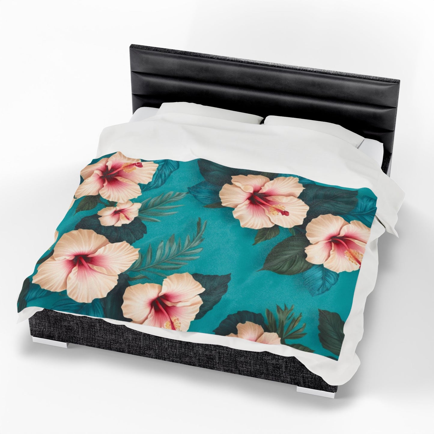 Tropical Floral Velveteen Plush Blanket - Cozy Floral Decor for Home