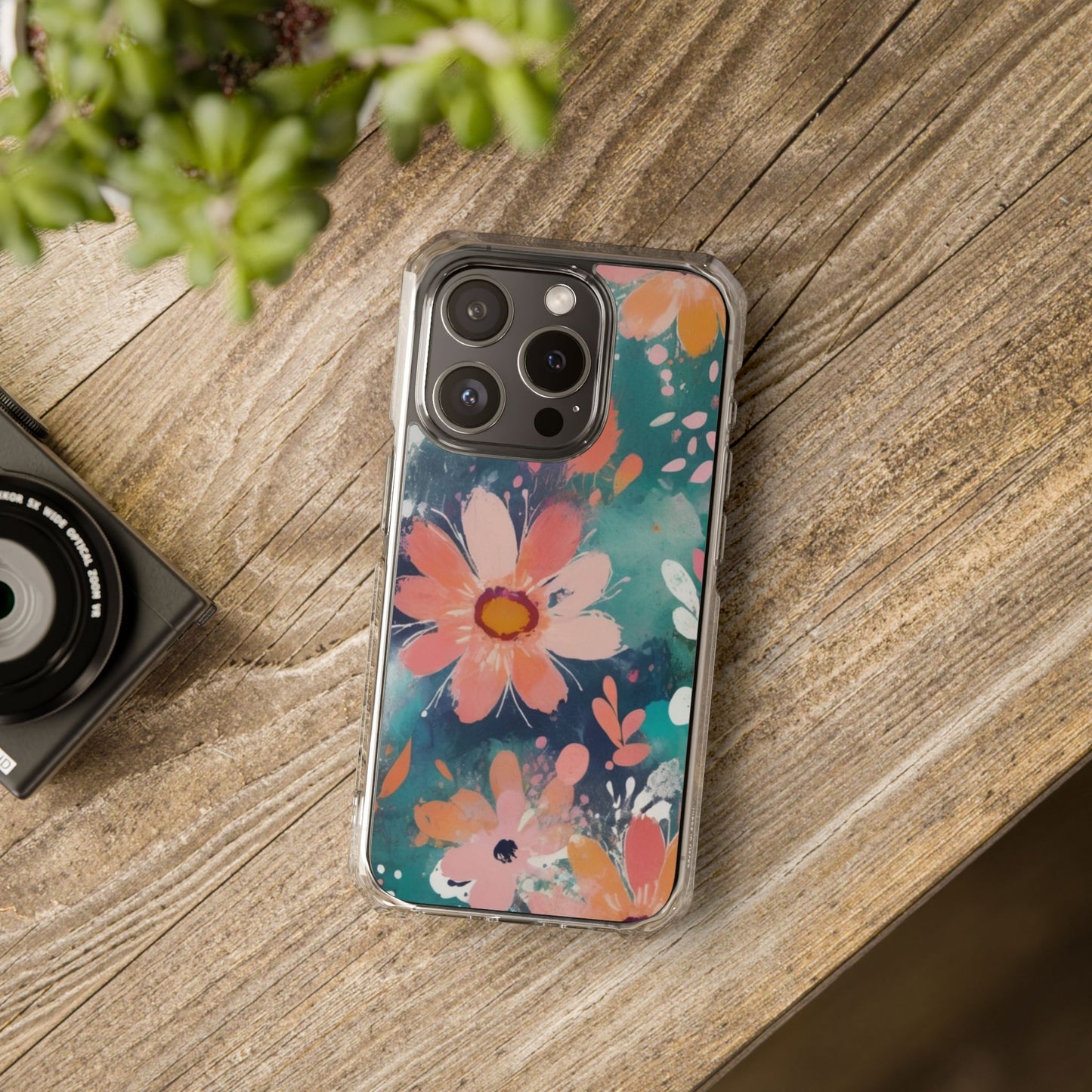 Pastel Floral Magnetic Clear Impact Case for iPhone 16 15 14
