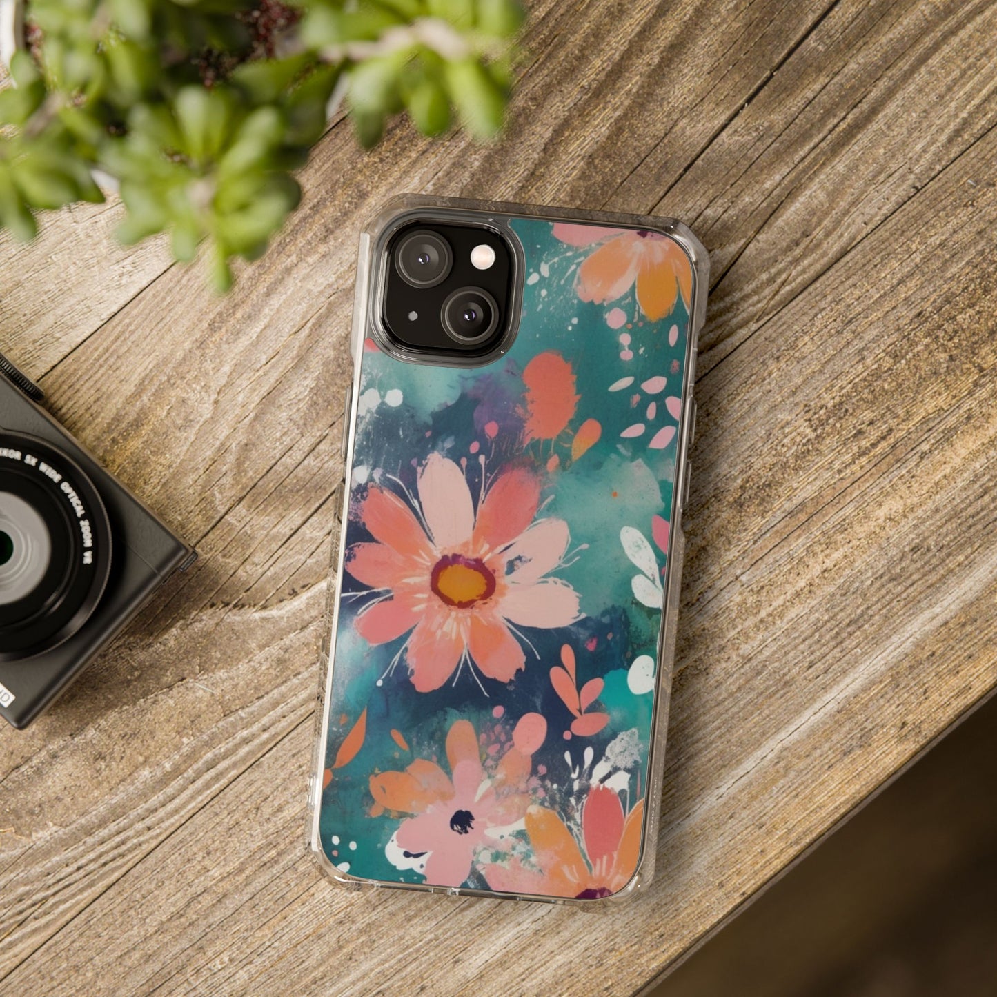 Pastel Floral Magnetic Clear Impact Case for iPhone 16 15 14