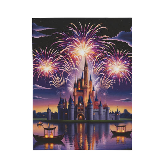 Velveteen Blanket - Castle and Fireworks Design