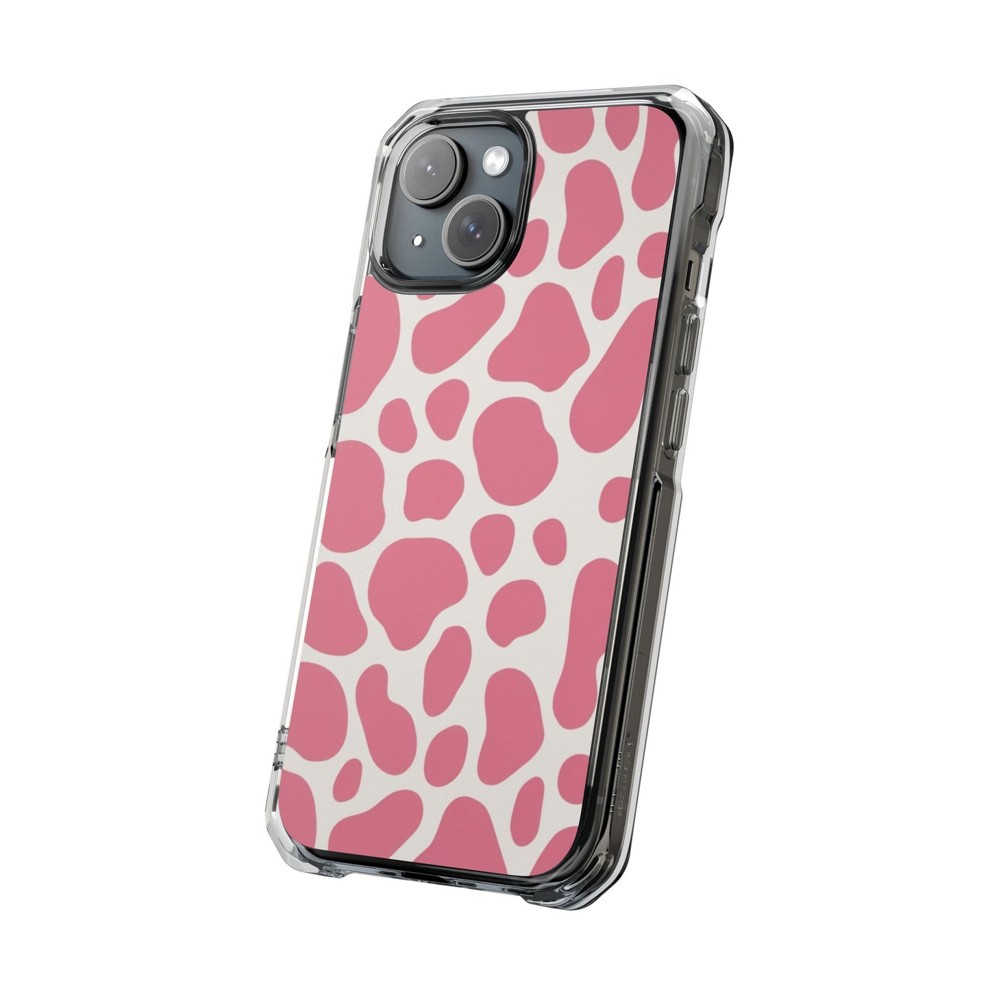 Pink Giraffe Print Magnetic Clear Impact Case for iPhone 16 15 14