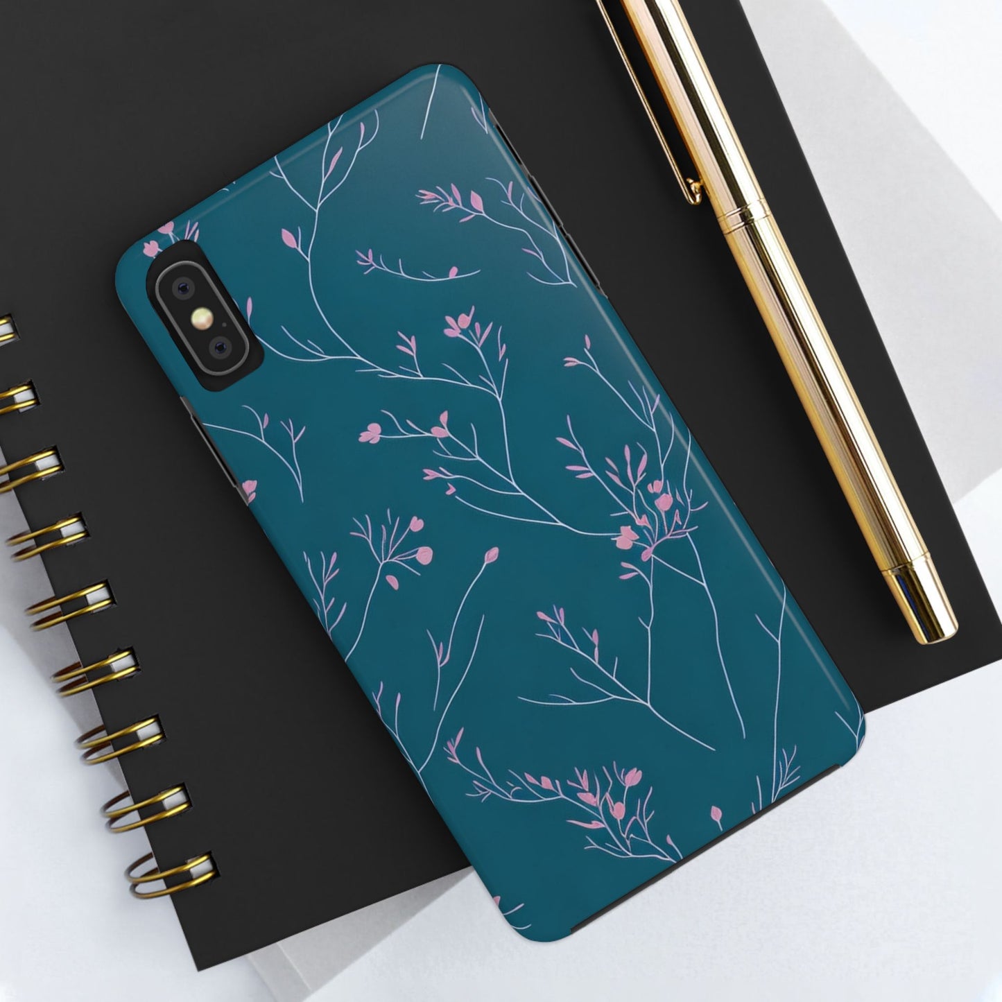 Teal Floral Tough Phone Case