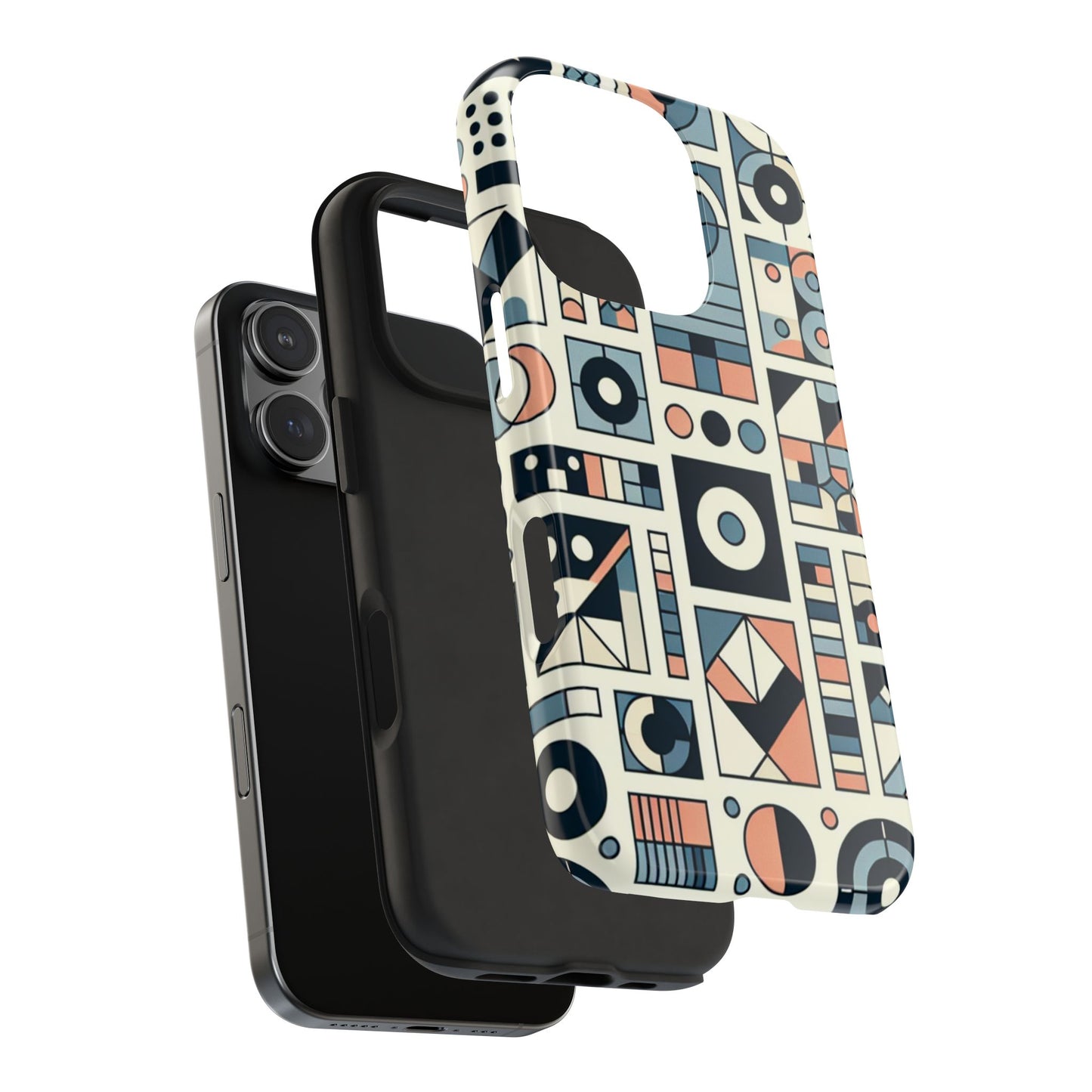 Geometric Print Tough Phone Case for iPhone 16 15 14 13 12 11 X 8 7 Samsung Galaxy S24 S23 S22 S21