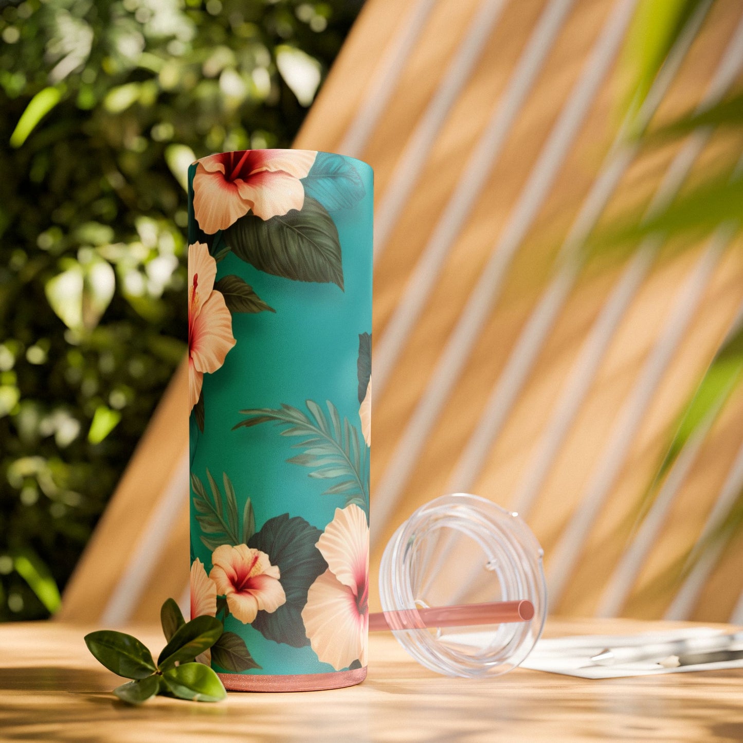 Tropical Floral Skinny Tumbler with Straw -20oz