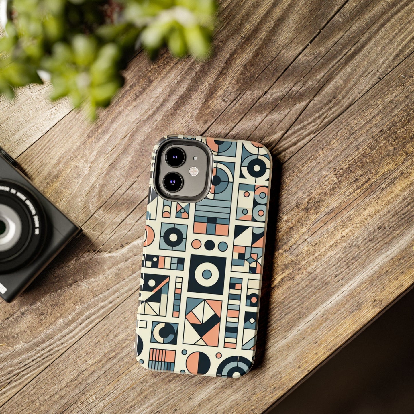Geometric Print Tough Phone Case for iPhone 16 15 14 13 12 11 X 8 7 Samsung Galaxy S24 S23 S22 S21