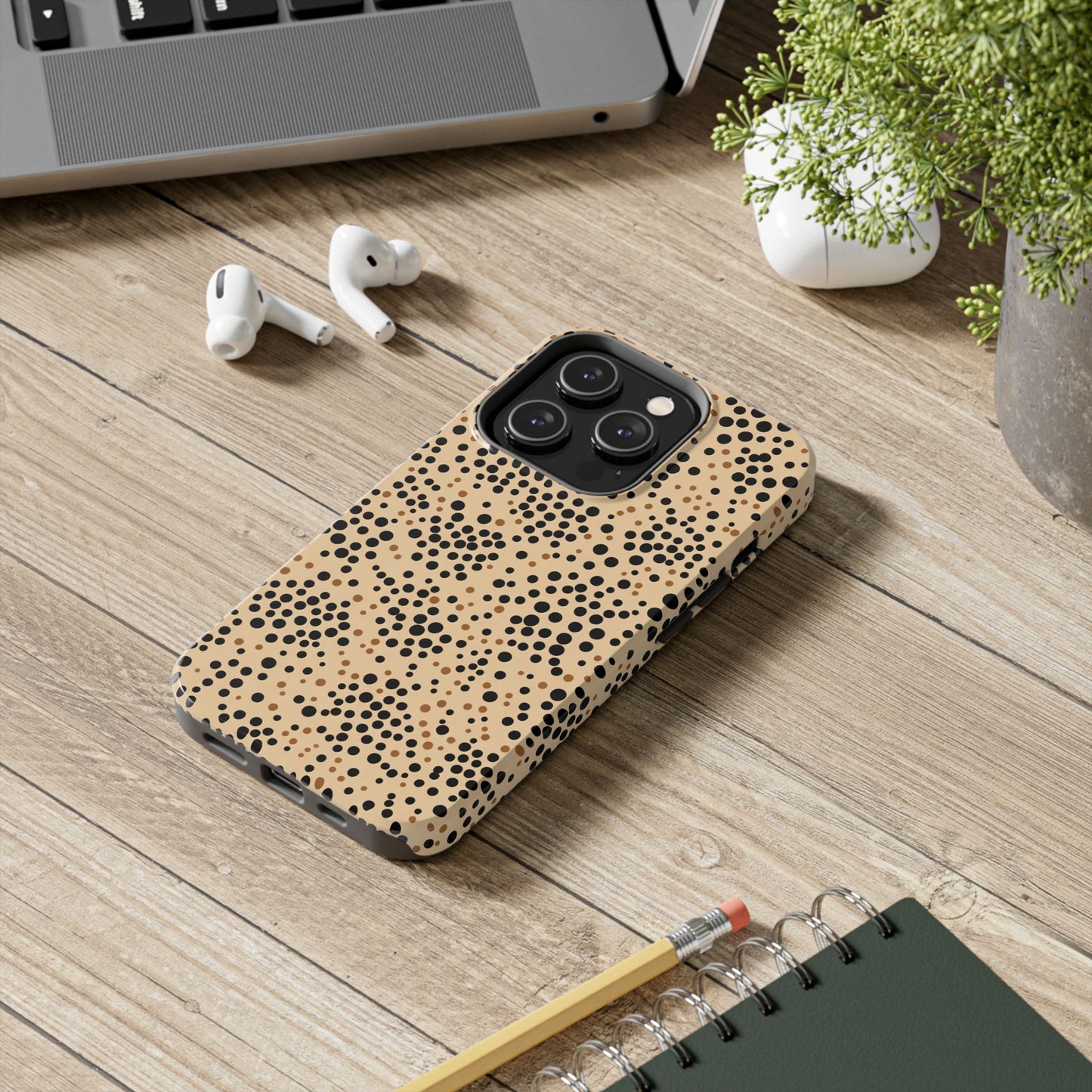Tan and Black Dot Tough Phone Case