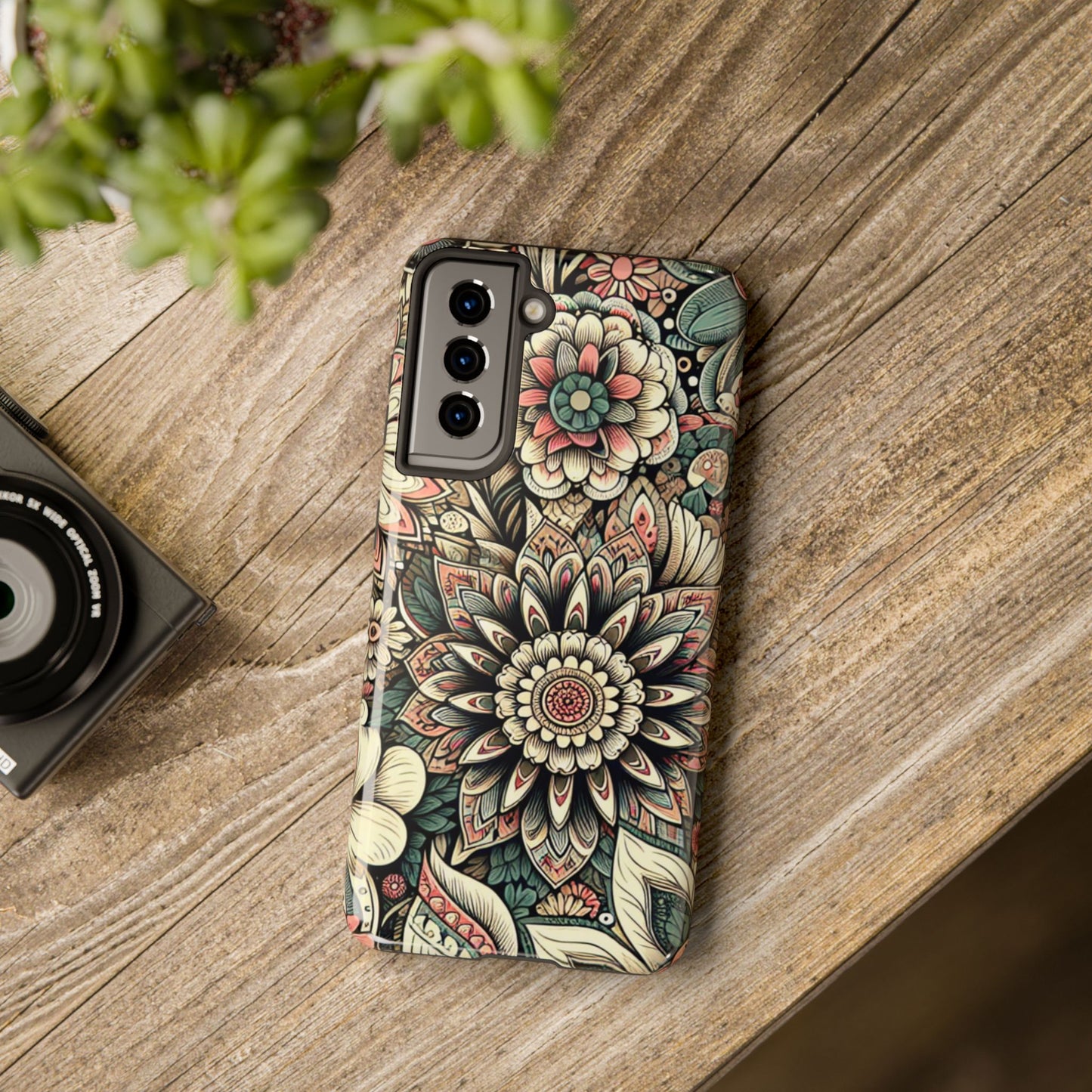 Boho Floral Tough Case for iPhone 16 15 14 13 12 11 X 8 7 Samsung Galaxy S24 S23 S22 S21